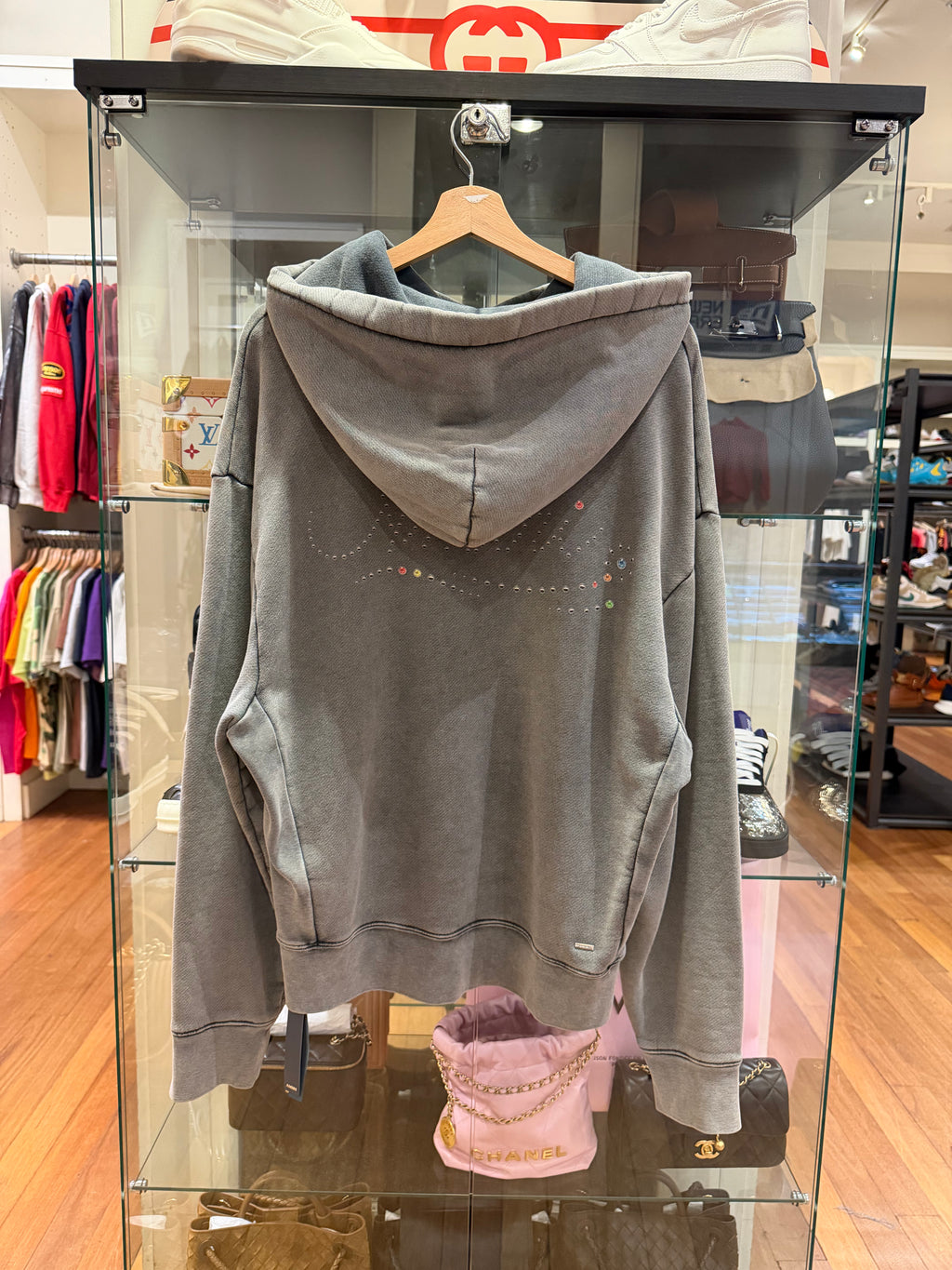 Amiri Rhinestone Hoodie - Washed Grey