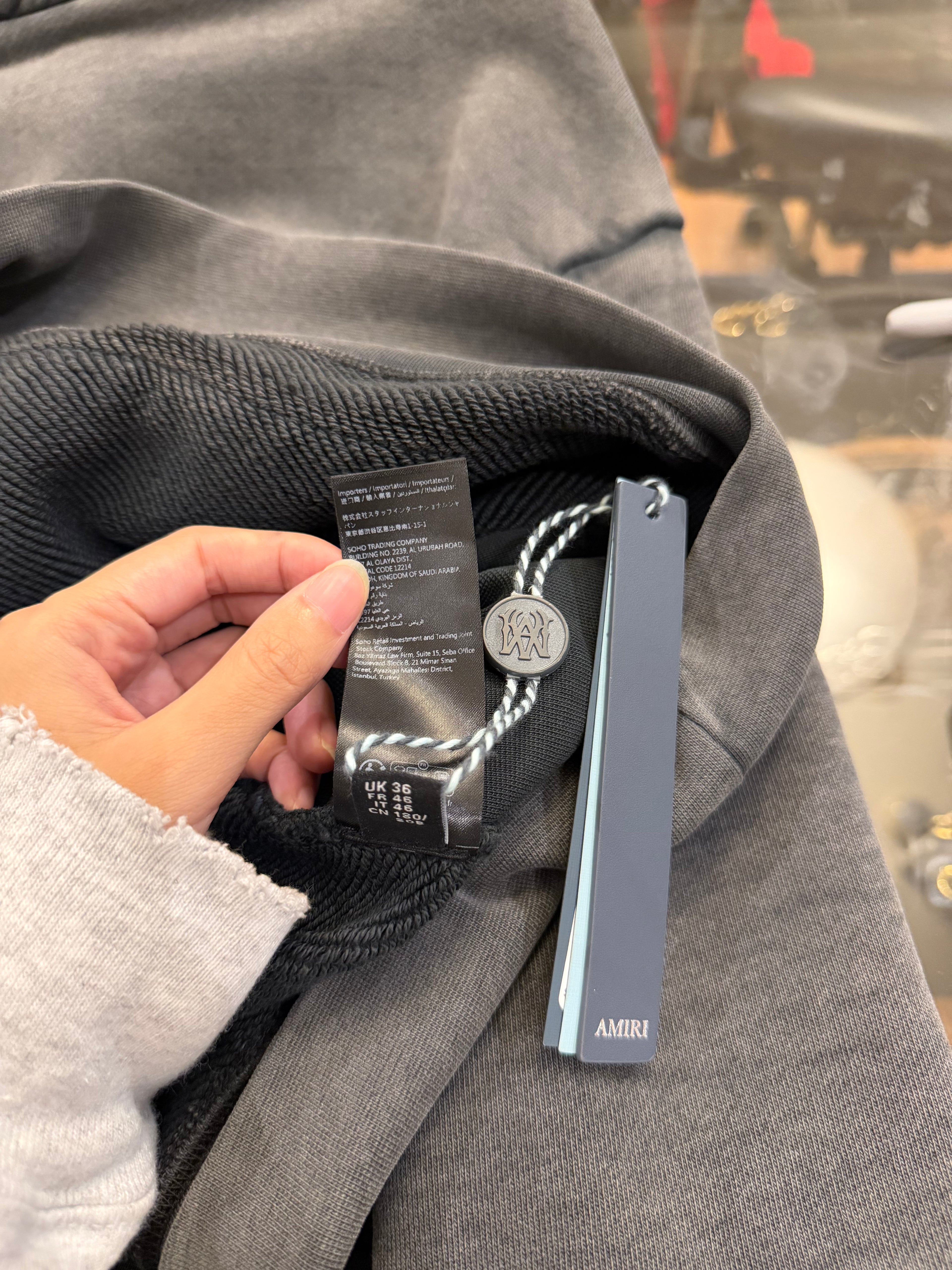 Amiri Rhinestone Hoodie Washed Grey