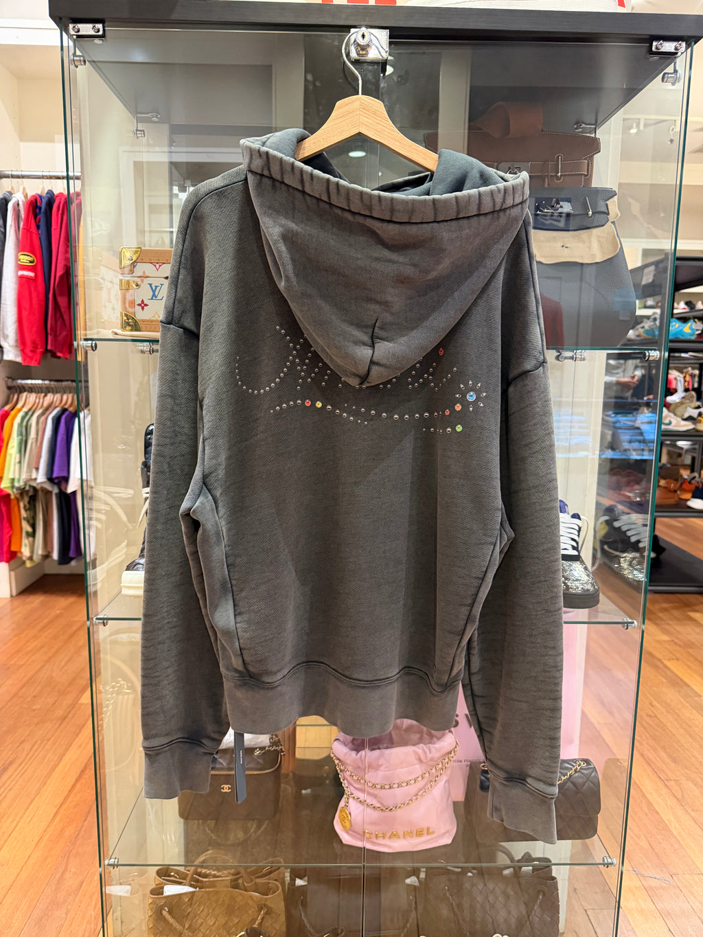 Amiri Rhinestone Hoodie Washed Grey