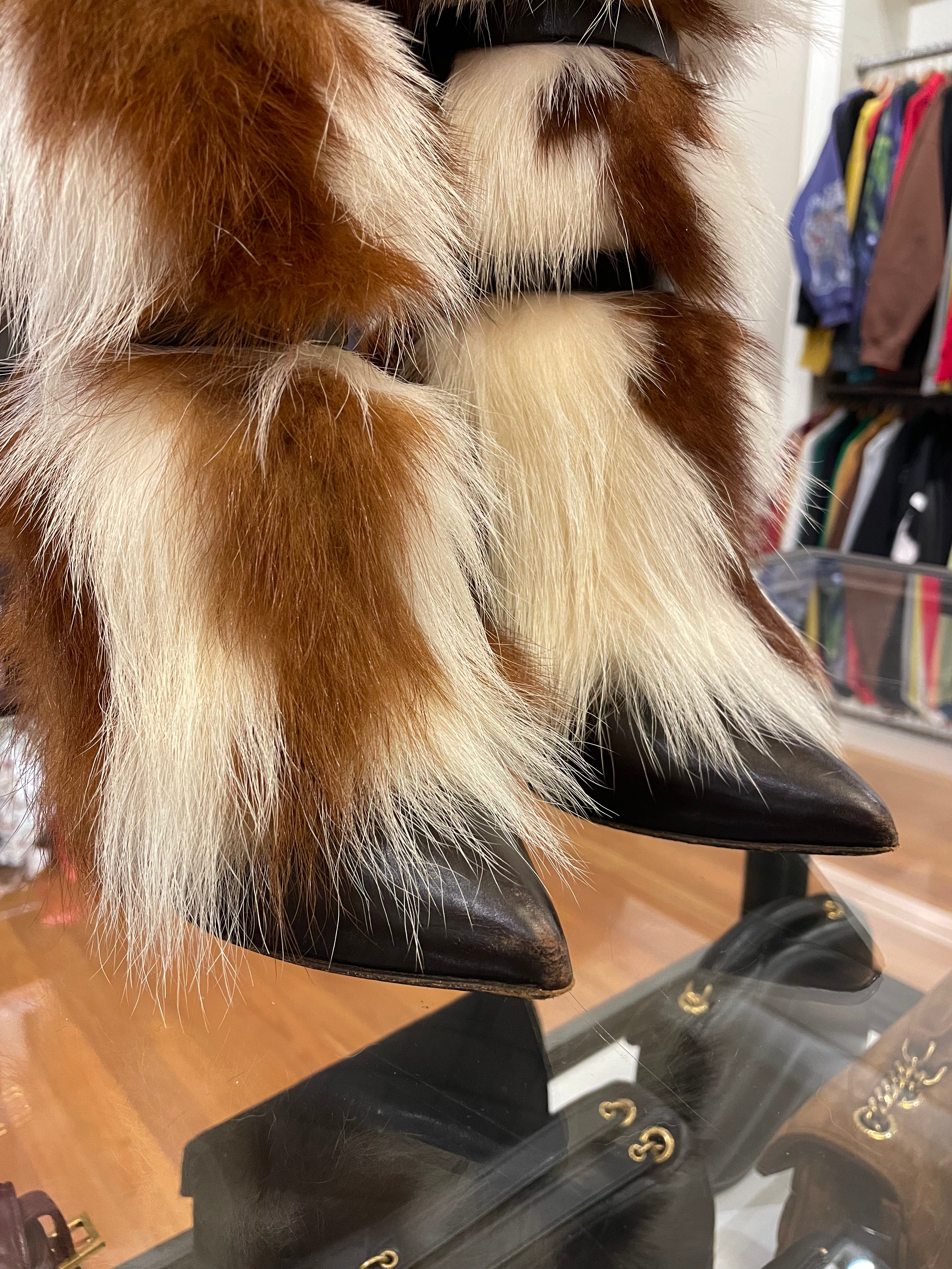 Roberto Cavalli FW06 Genuine Fox Fur Buckle Boot
