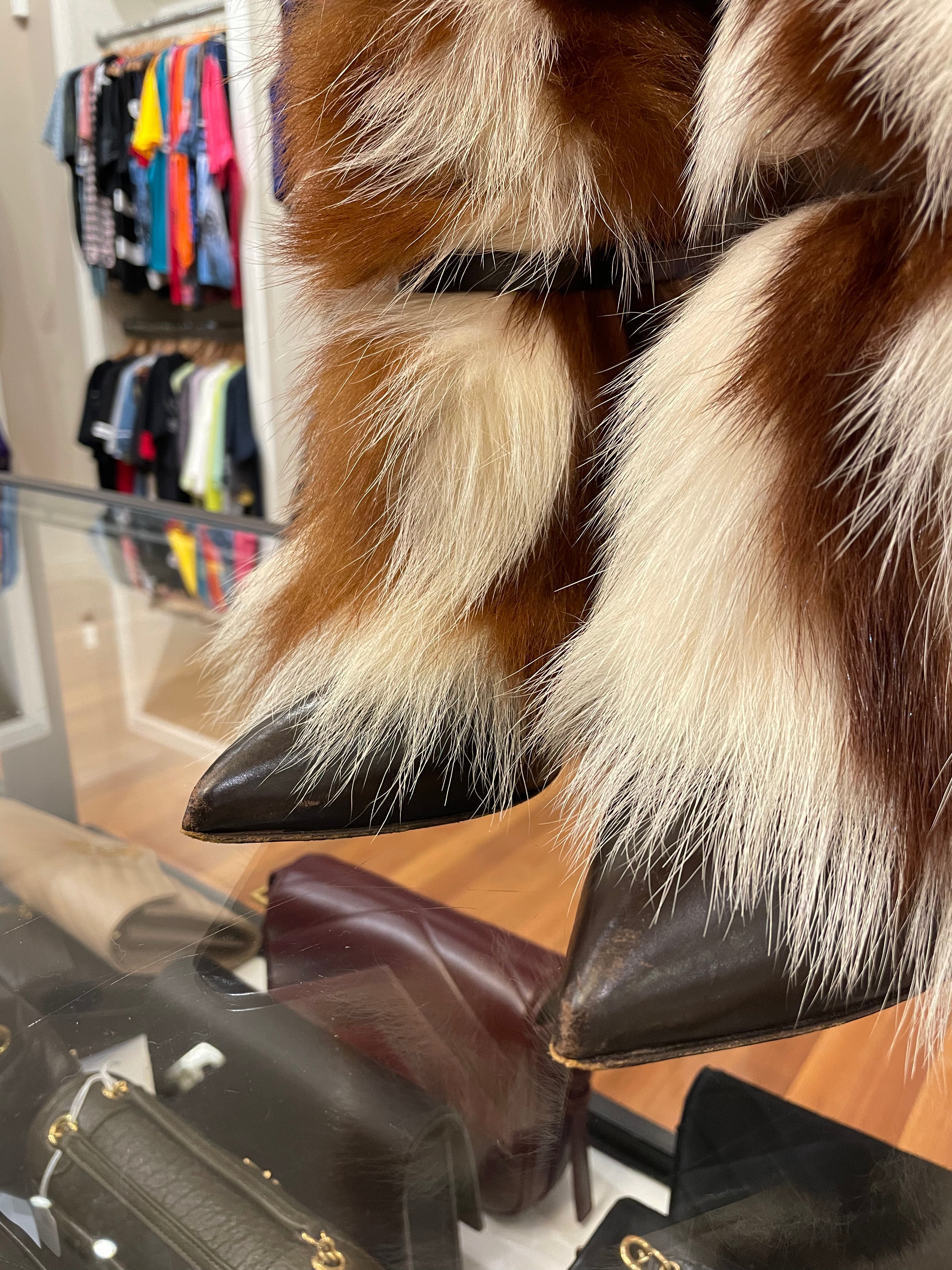 Roberto Cavalli FW06 Genuine Fox Fur Buckle Boot