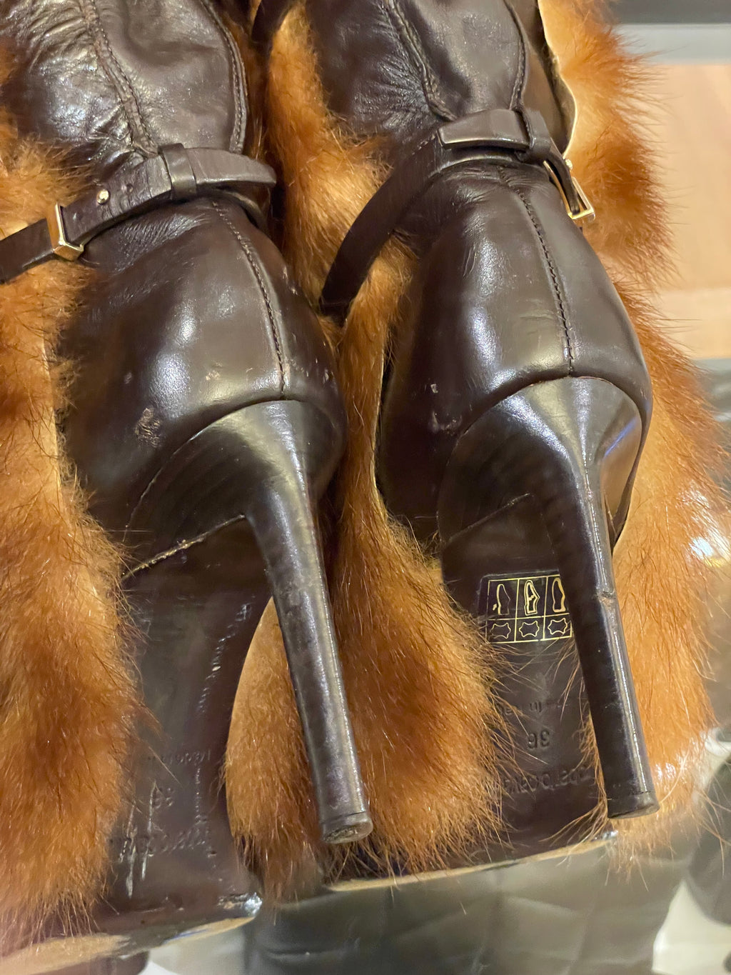 Roberto Cavalli FW06 Genuine Fox Fur Buckle Boot
