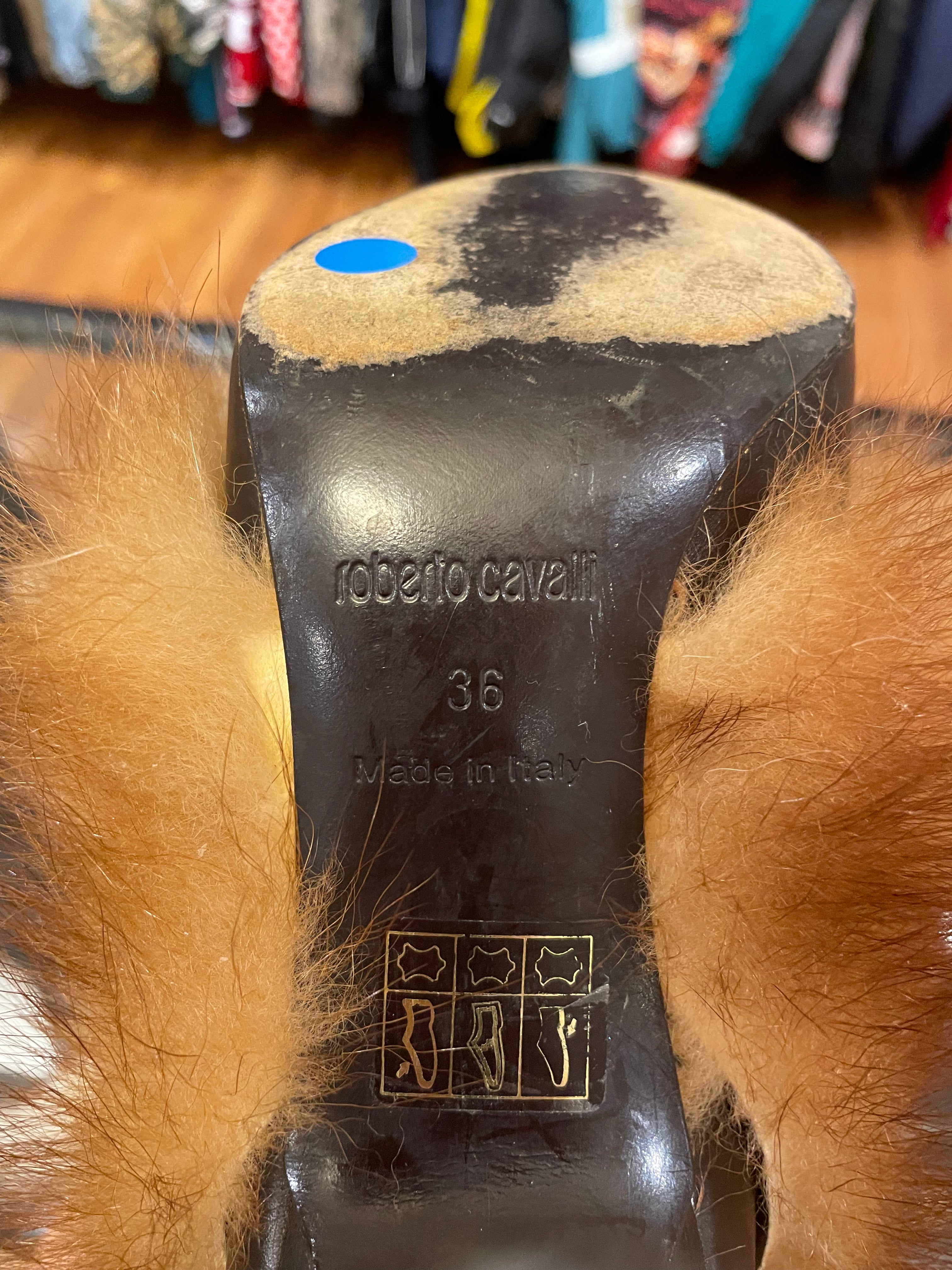 Roberto Cavalli FW06 Genuine Fox Fur Buckle Boot