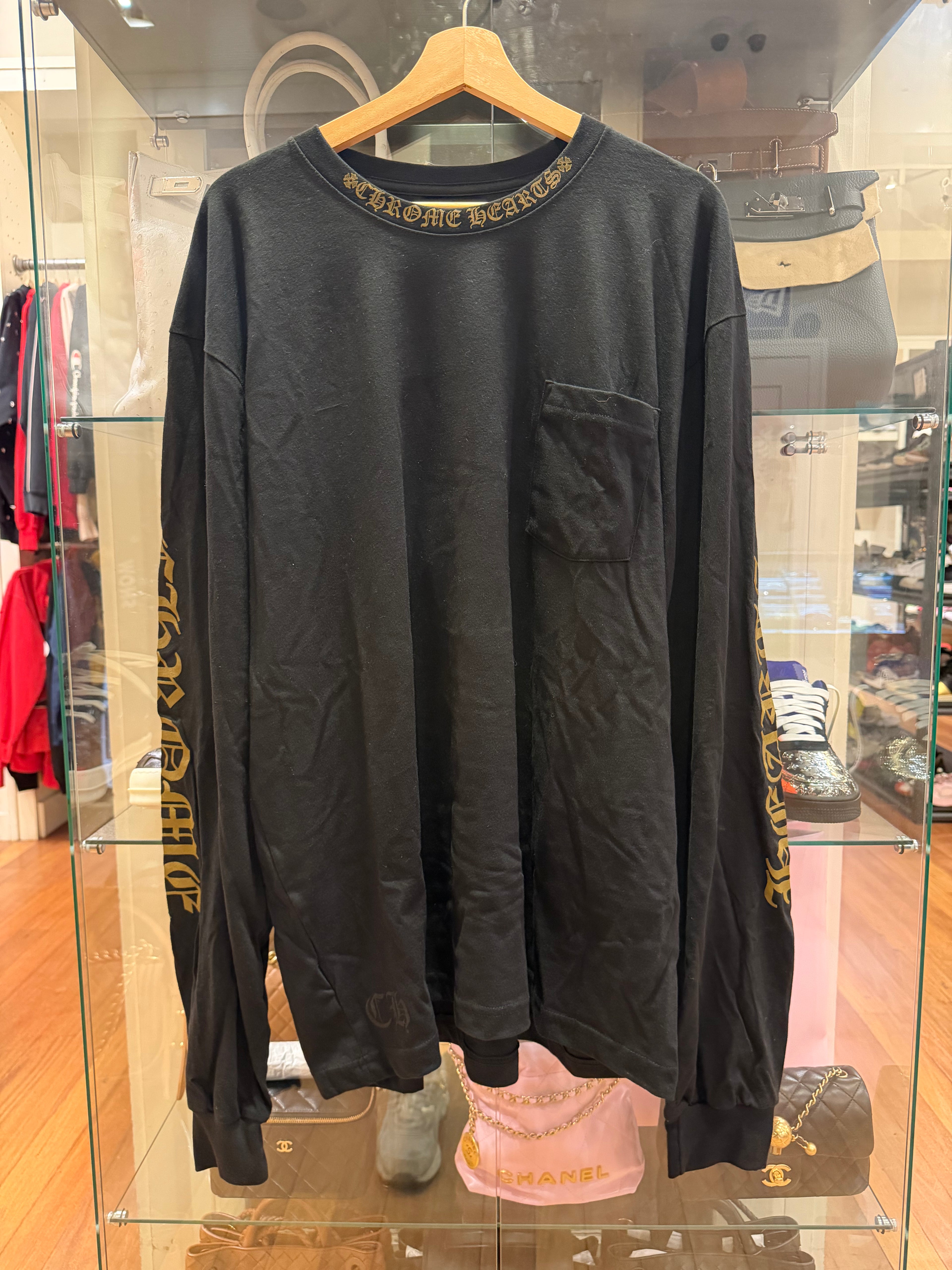 Chrome Hearts Neck Logo Pocket LS Shirt - Black/Olive