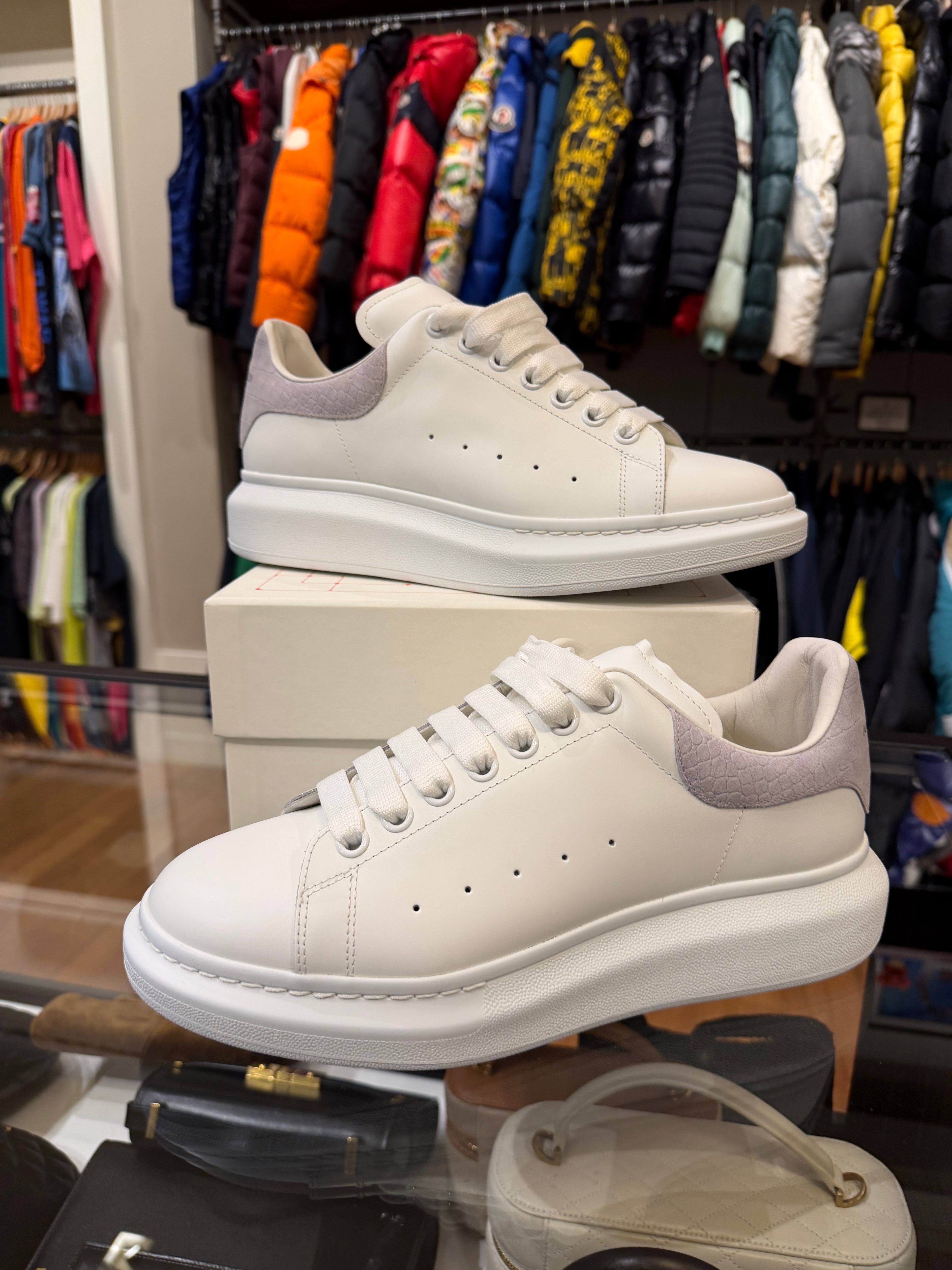 Alexander McQueen Oversized Sneaker - Grey Suede Croc Heel