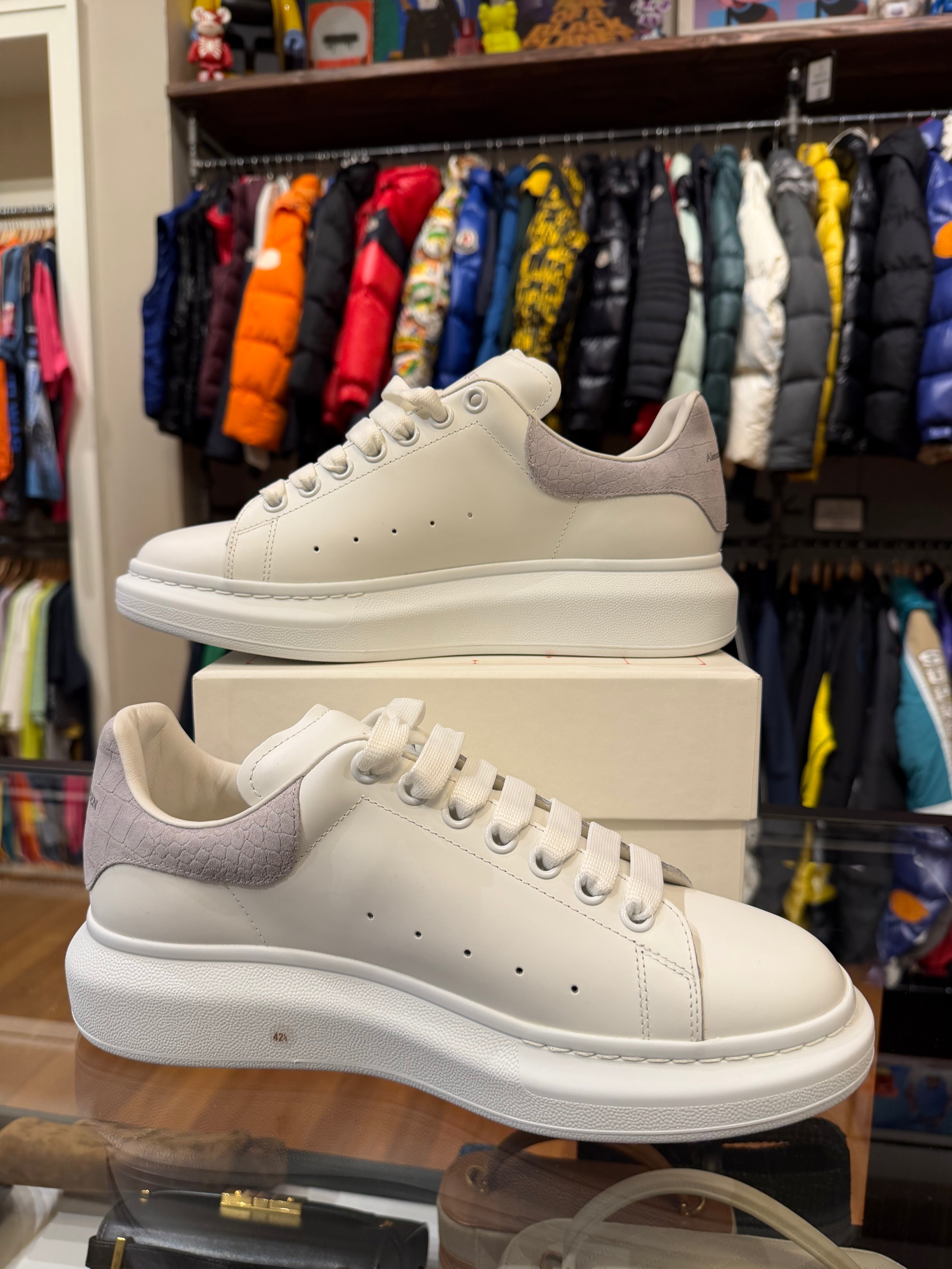 Alexander McQueen Oversized Sneaker - Grey Suede Croc Heel