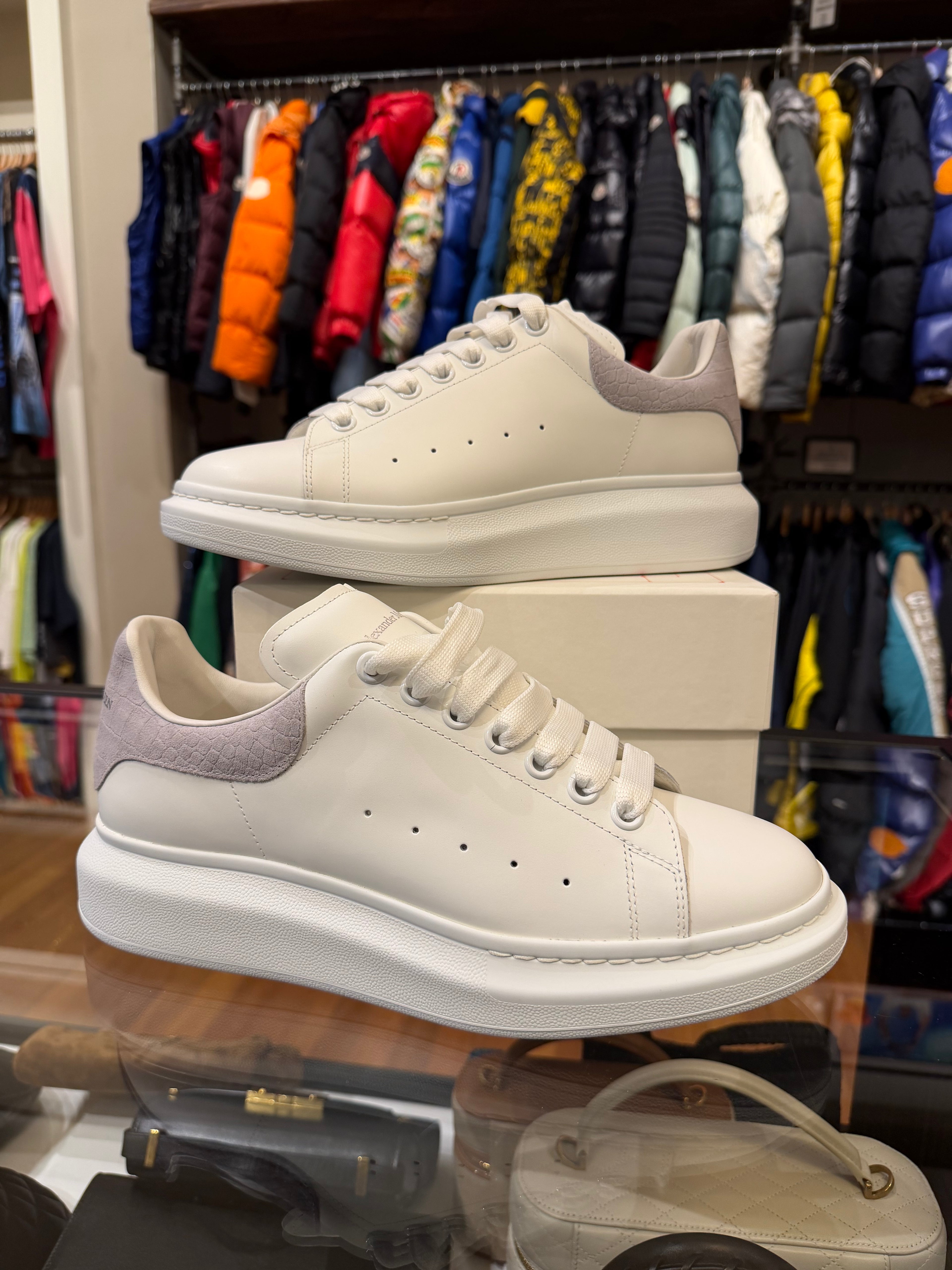 Alexander McQueen Oversized Sneaker - Grey Suede Croc Heel