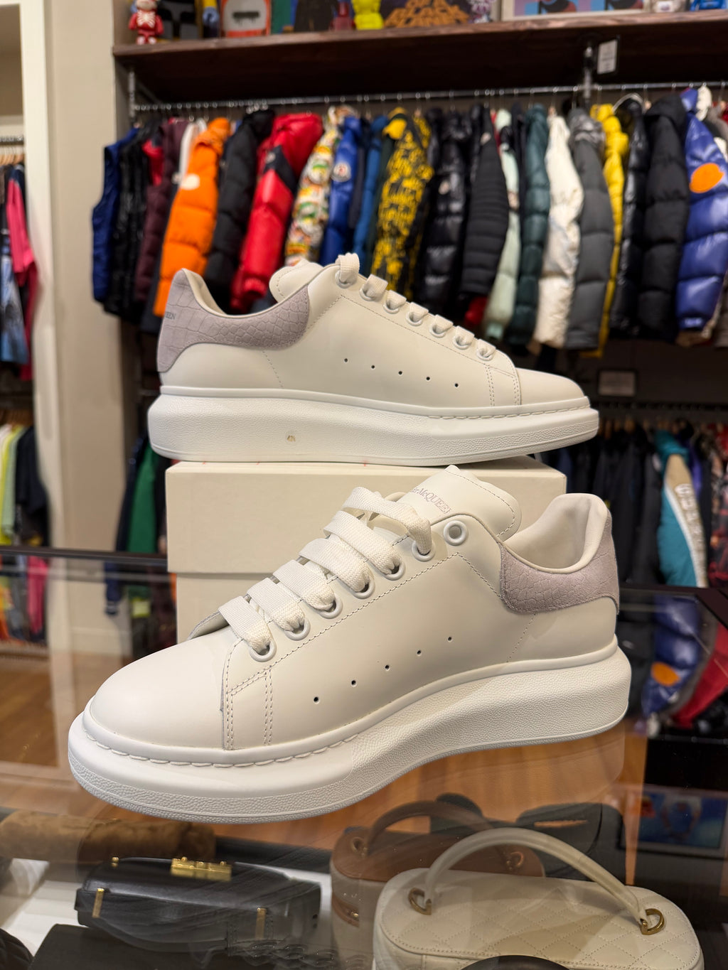 Alexander McQueen Oversized Sneaker - Grey Suede Croc Heel