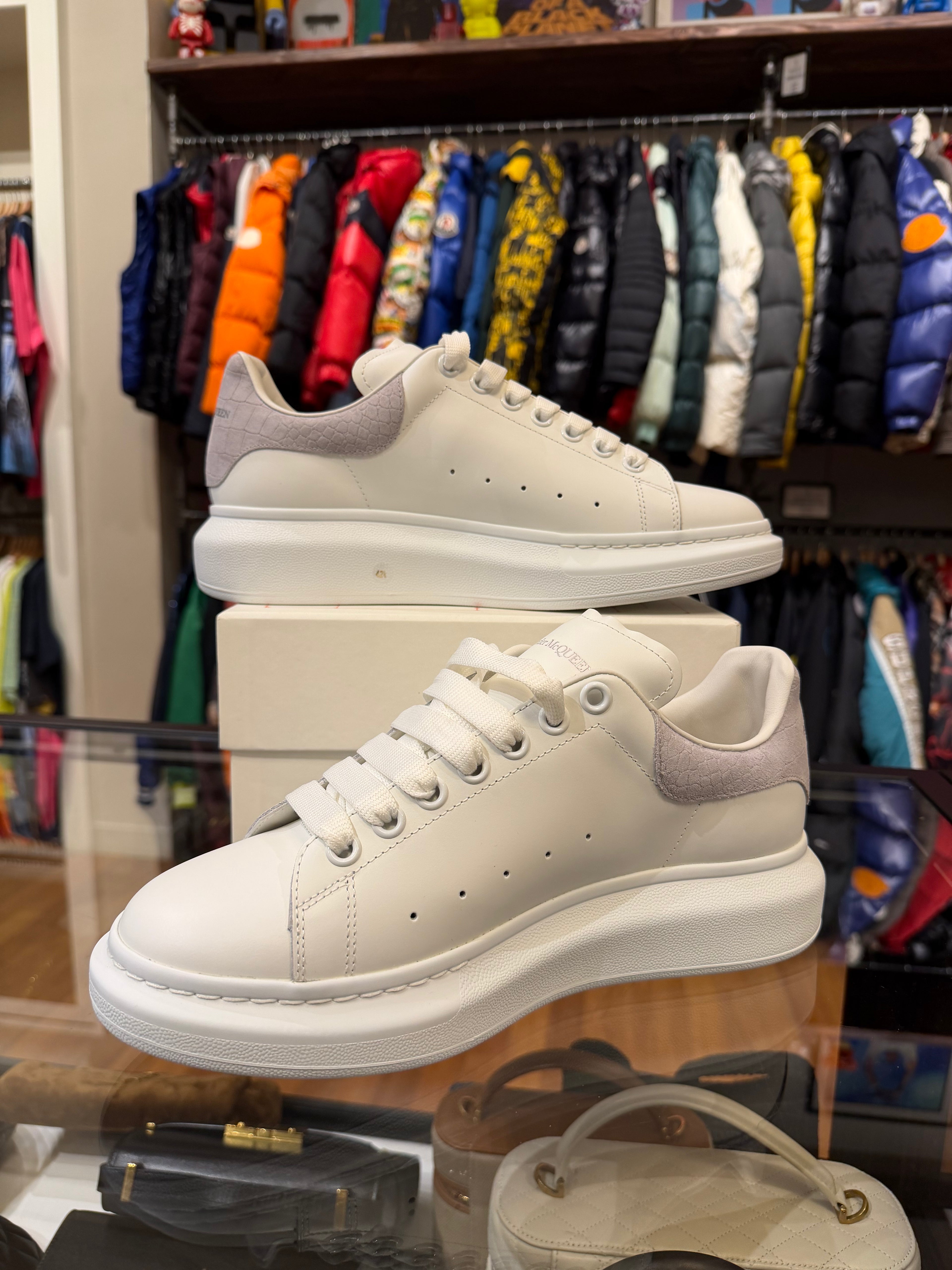 Alexander McQueen Oversized Sneaker - Grey Suede Croc Heel