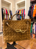 Bottega Veneta Andiamo Intrecciato Suede Shoulder Bag