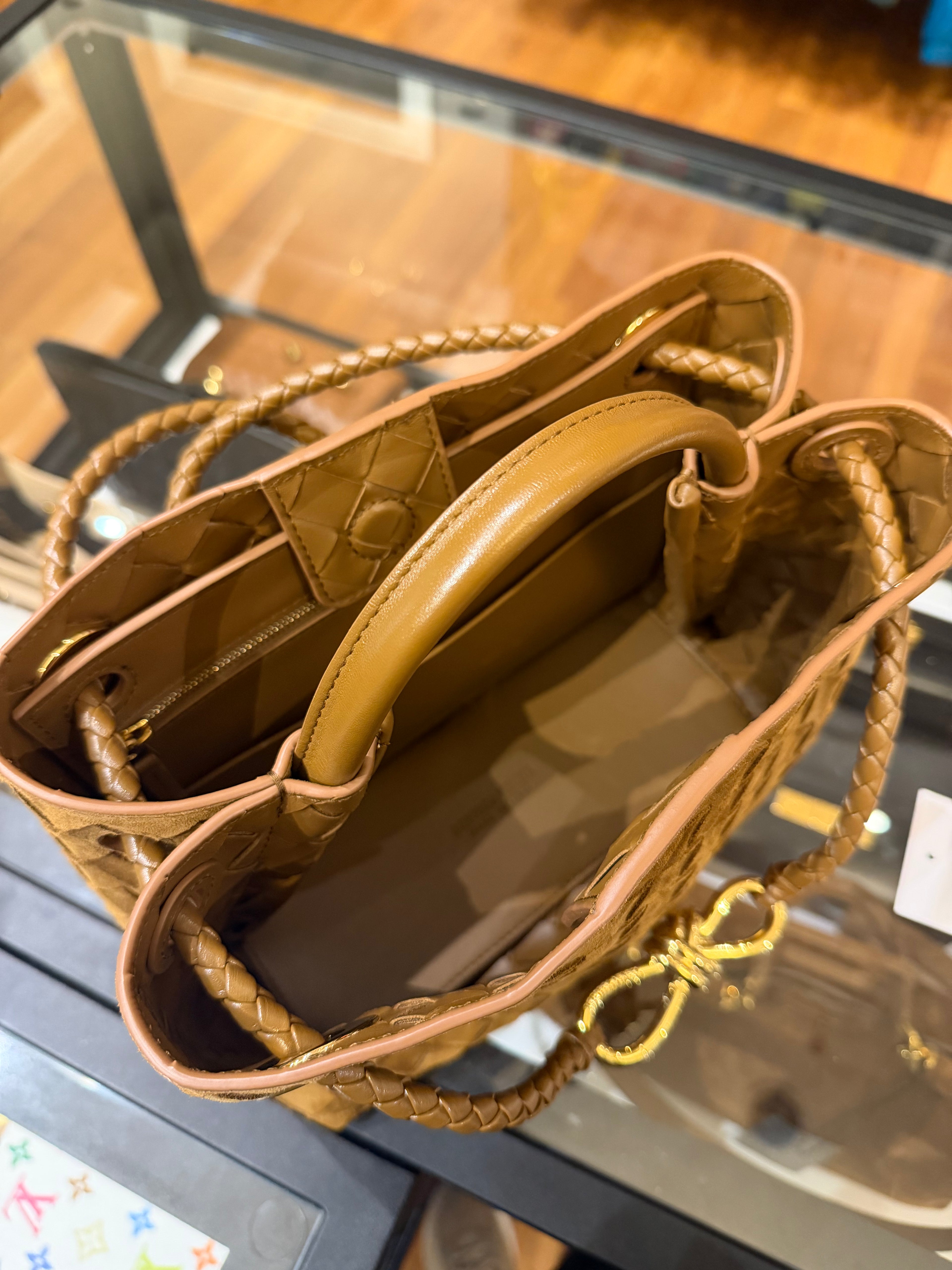 Bottega Veneta Andiamo Intrecciato Suede Shoulder Bag