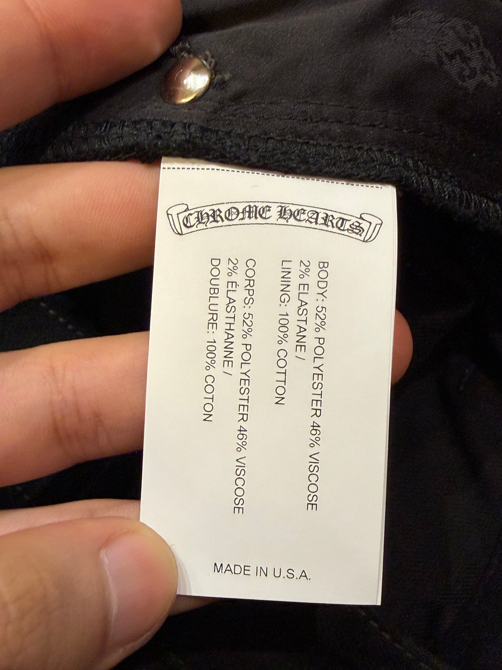 Chrome Hearts Dexter Straight Leg Black Twill Pants