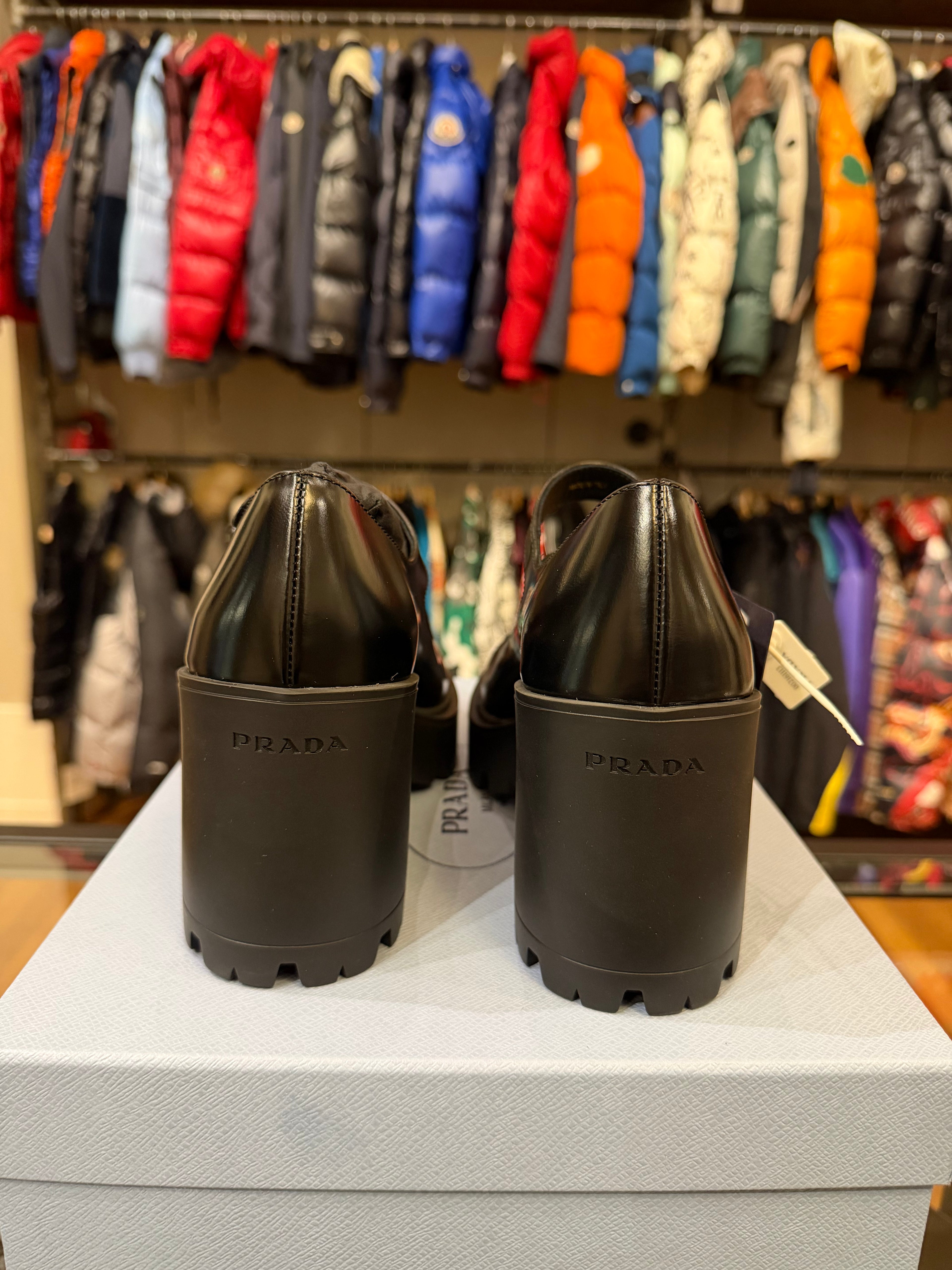 Prada Brushed Leather Mary Jane Pumps