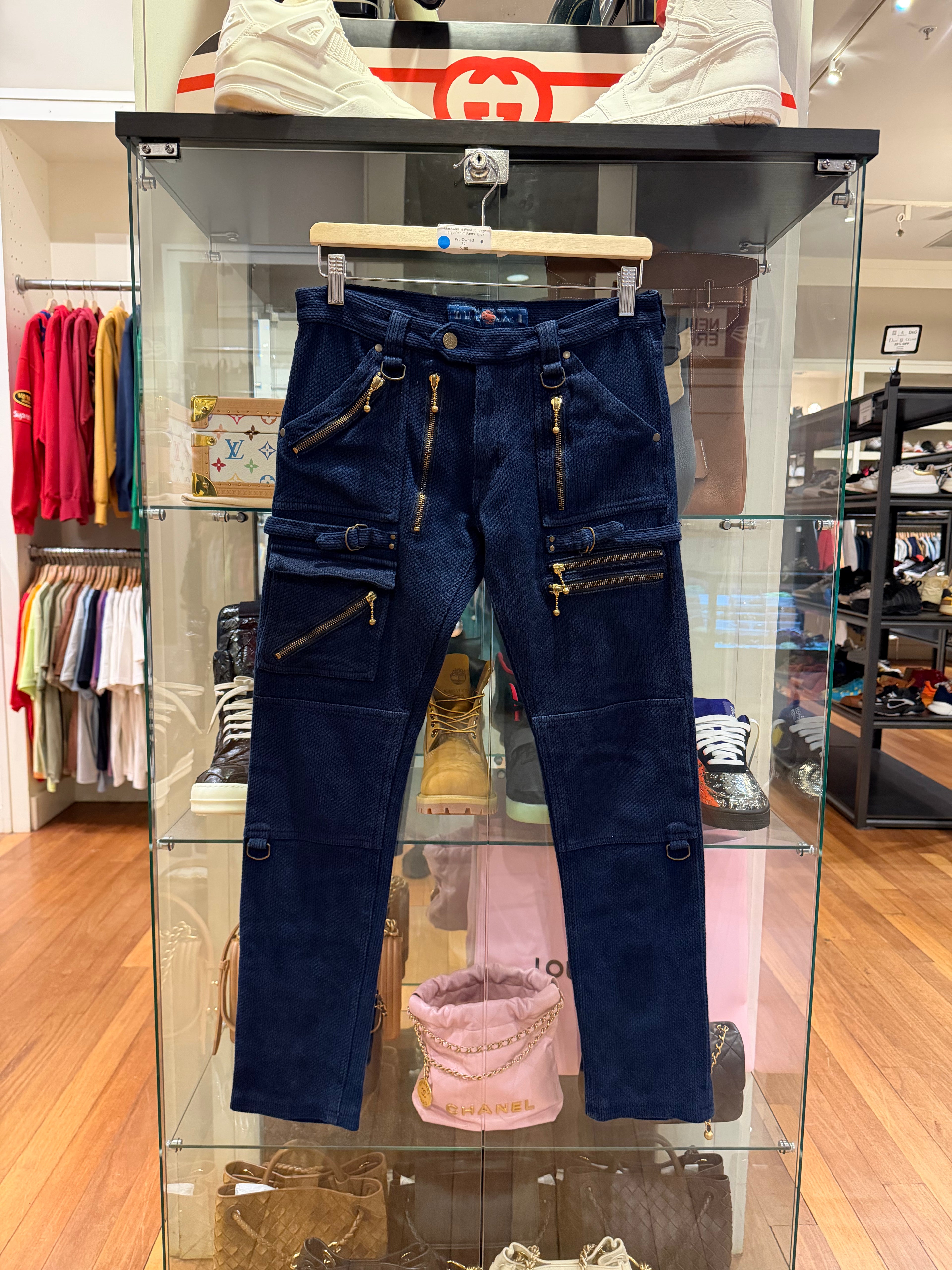 Black Means Wool Bondage
Cargo Denim Pants - Blue