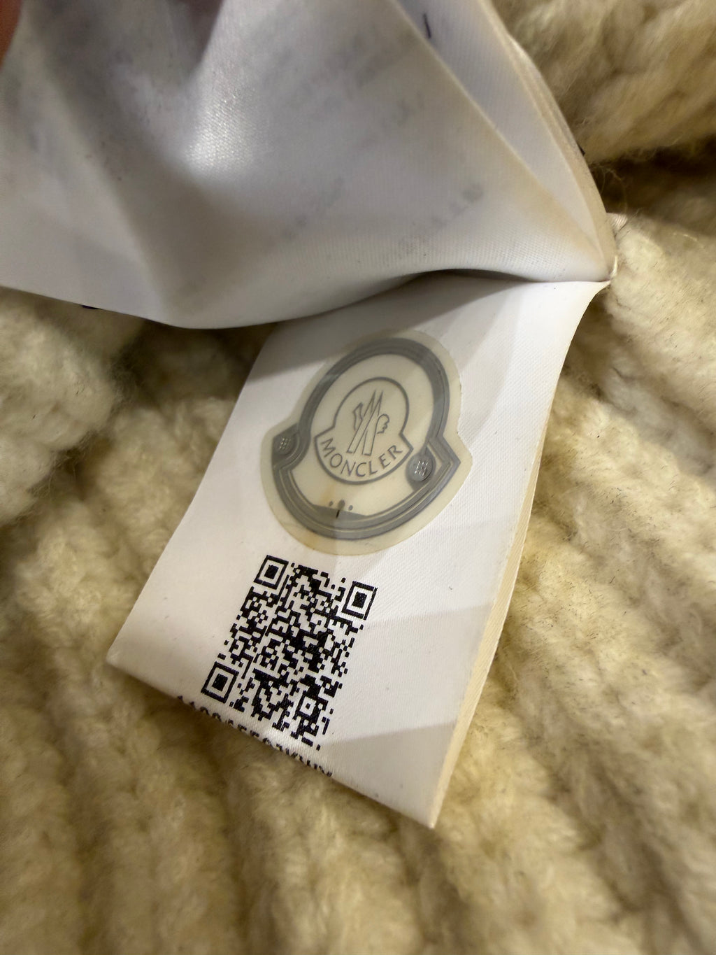 Moncler Oversized Logo Beanie - Beige