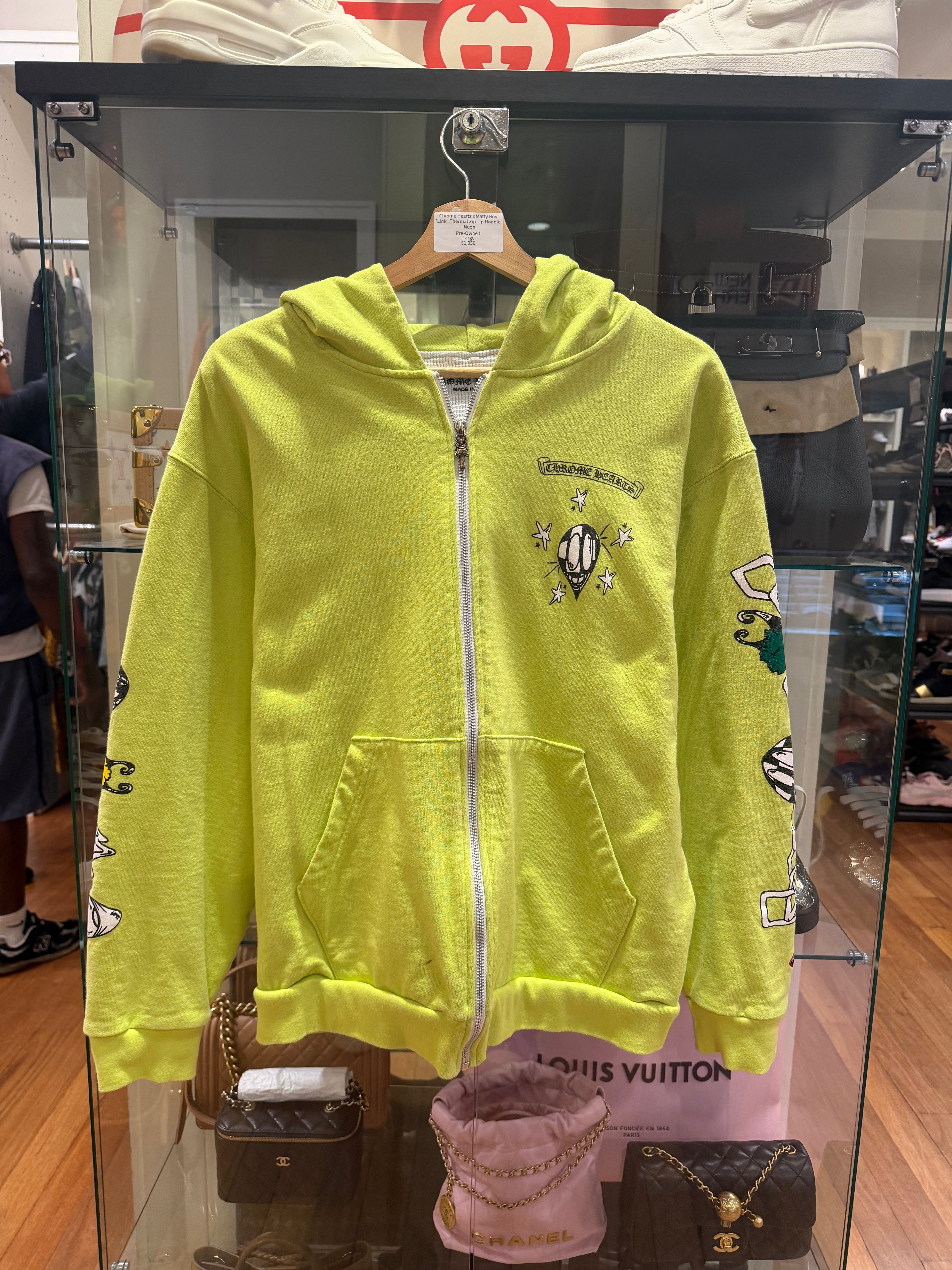 Chrome Hearts x Mattyboy ‘Link’ Thermal Zip Up Hoodie - Neon