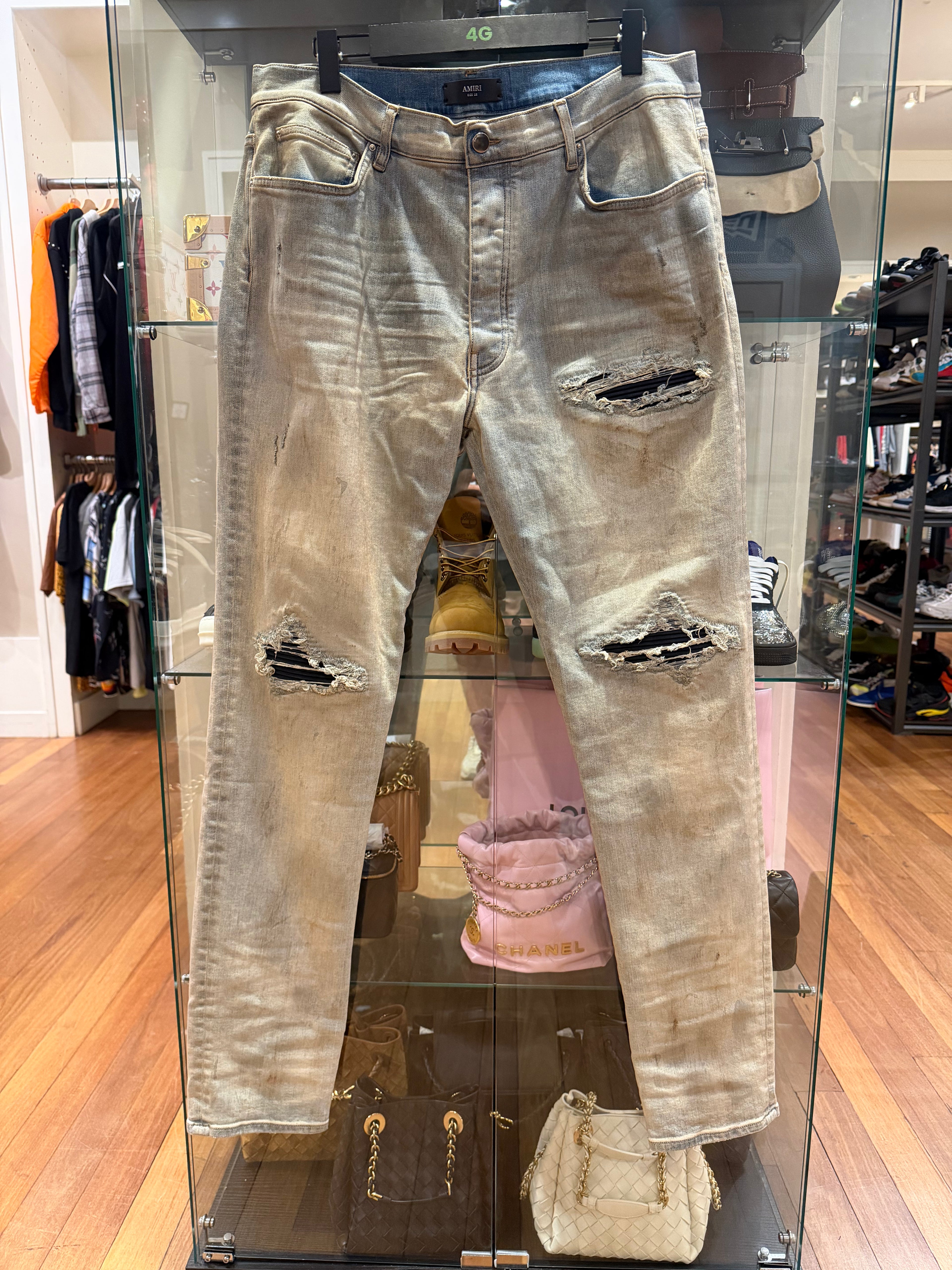 Amiri MX1 Distressed Skinny Jeans - Perfect Antique Indigo