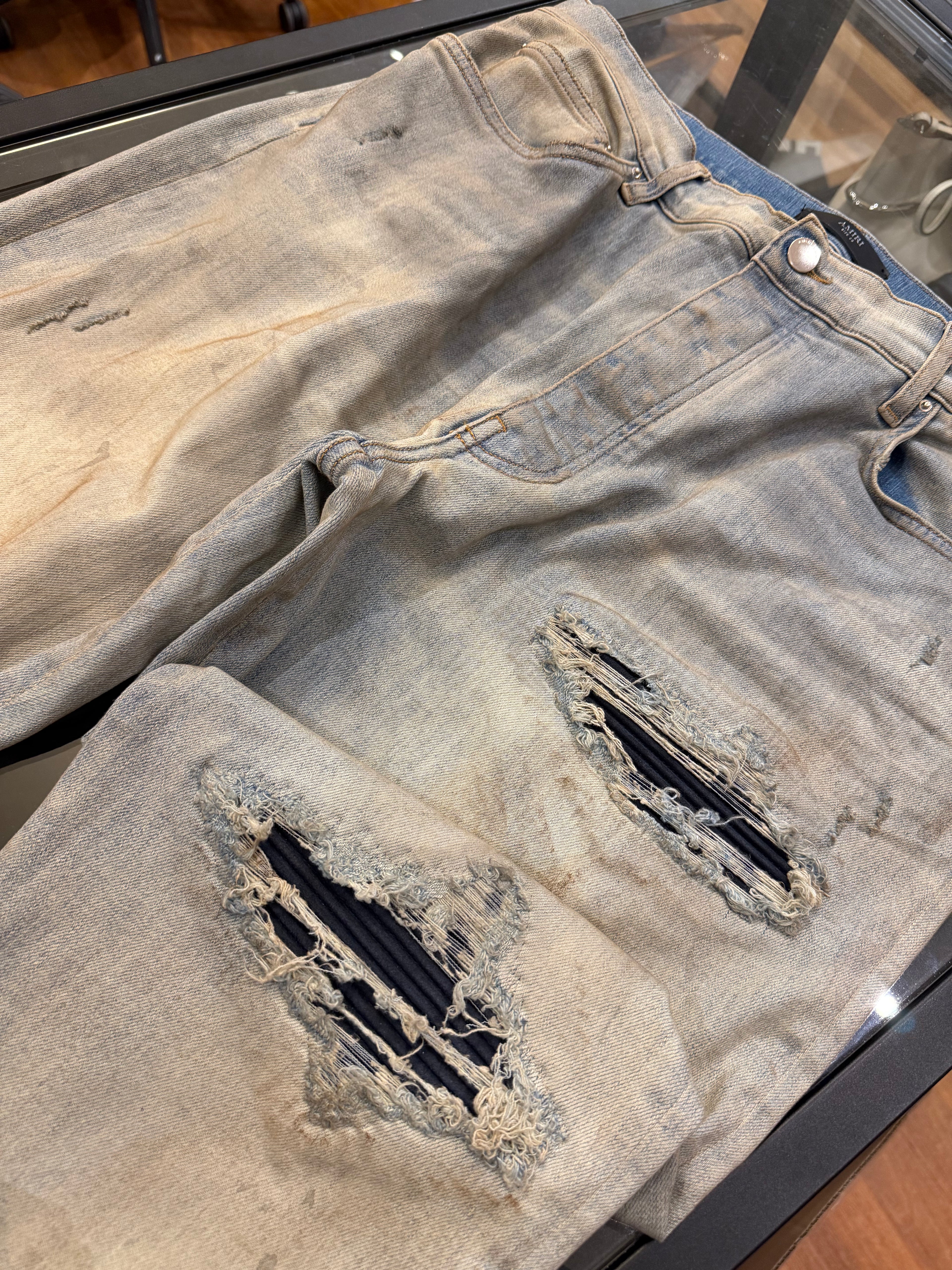 Amiri MX1 Distressed Skinny Jeans - Perfect Antique Indigo