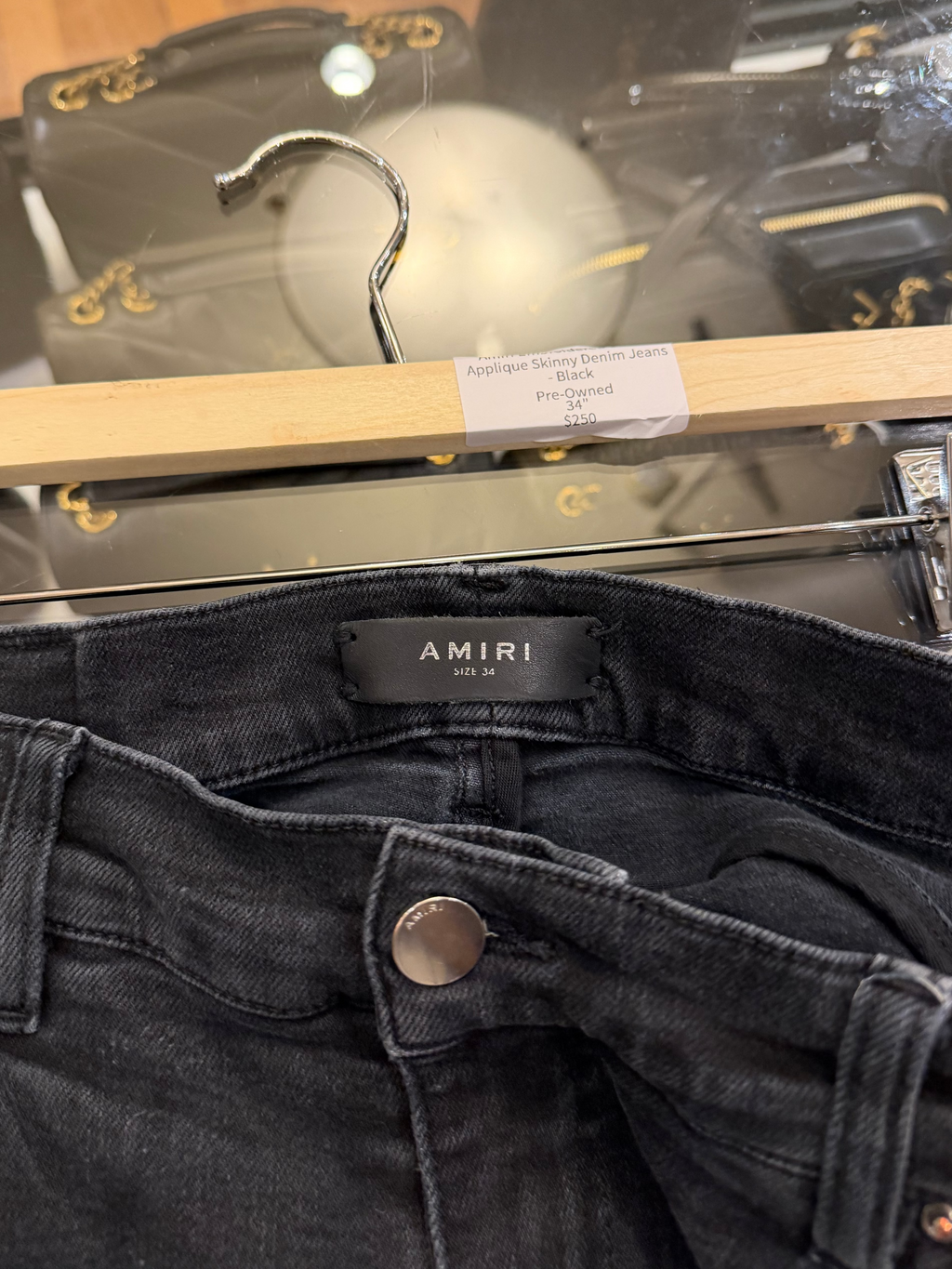 Amiri Embroidered Snake Appliqué Skinny Denim Jeans- Black