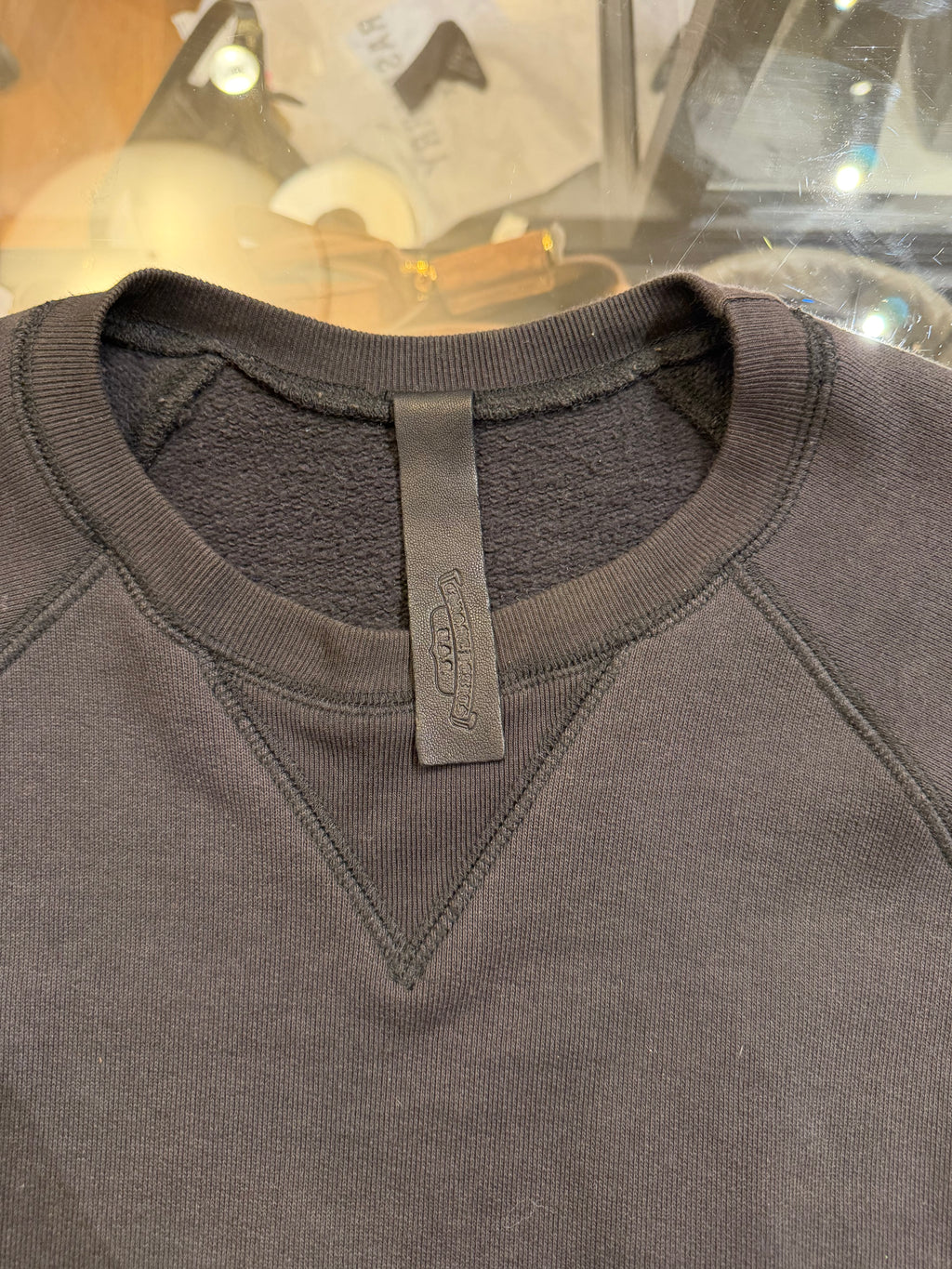 Chrome Hearts Paper Jam Leather Patch Crewneck-Black