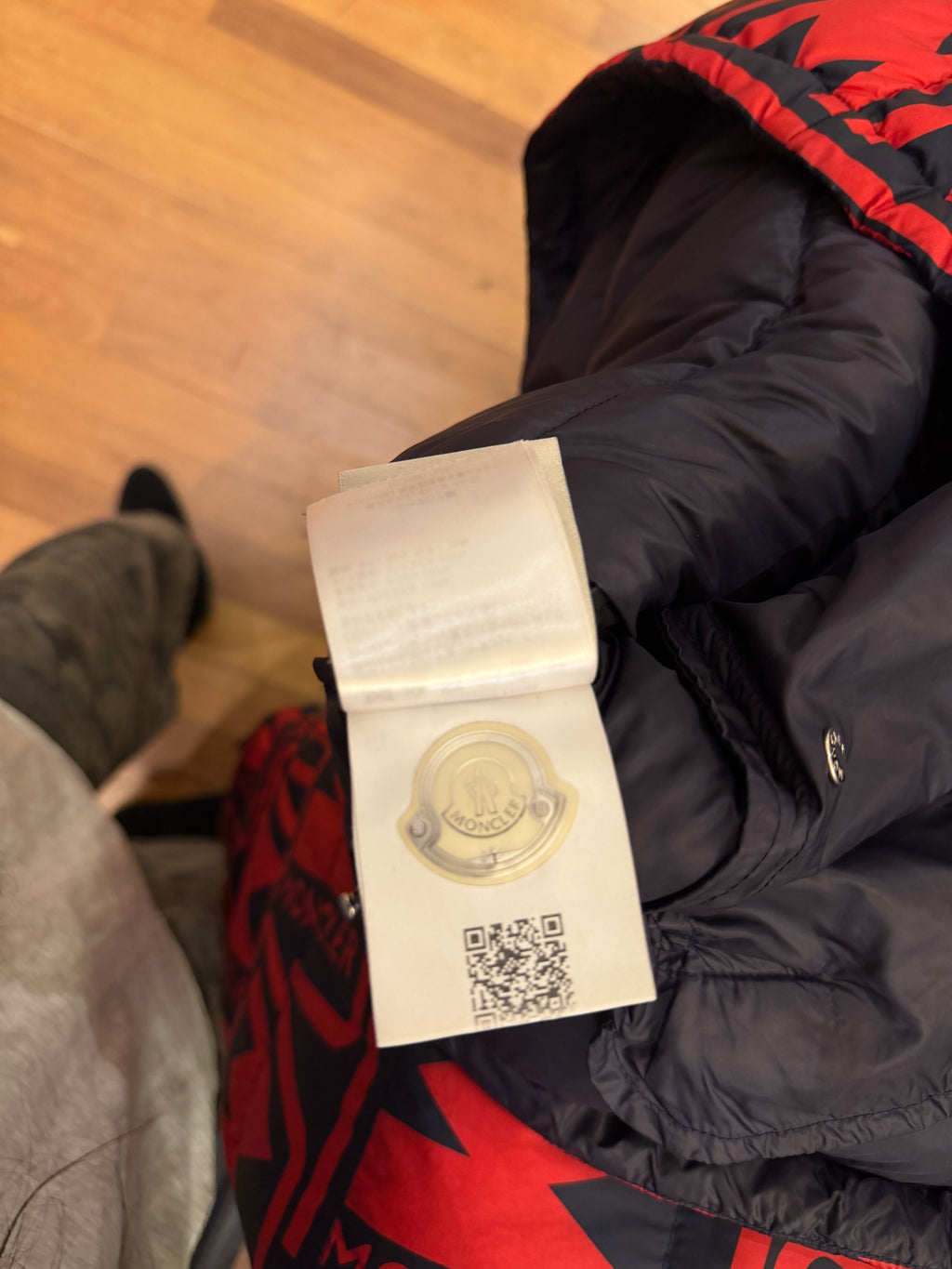 Moncler Frioland Giubbotto Hooded Monogram Jacket -
Red & Black