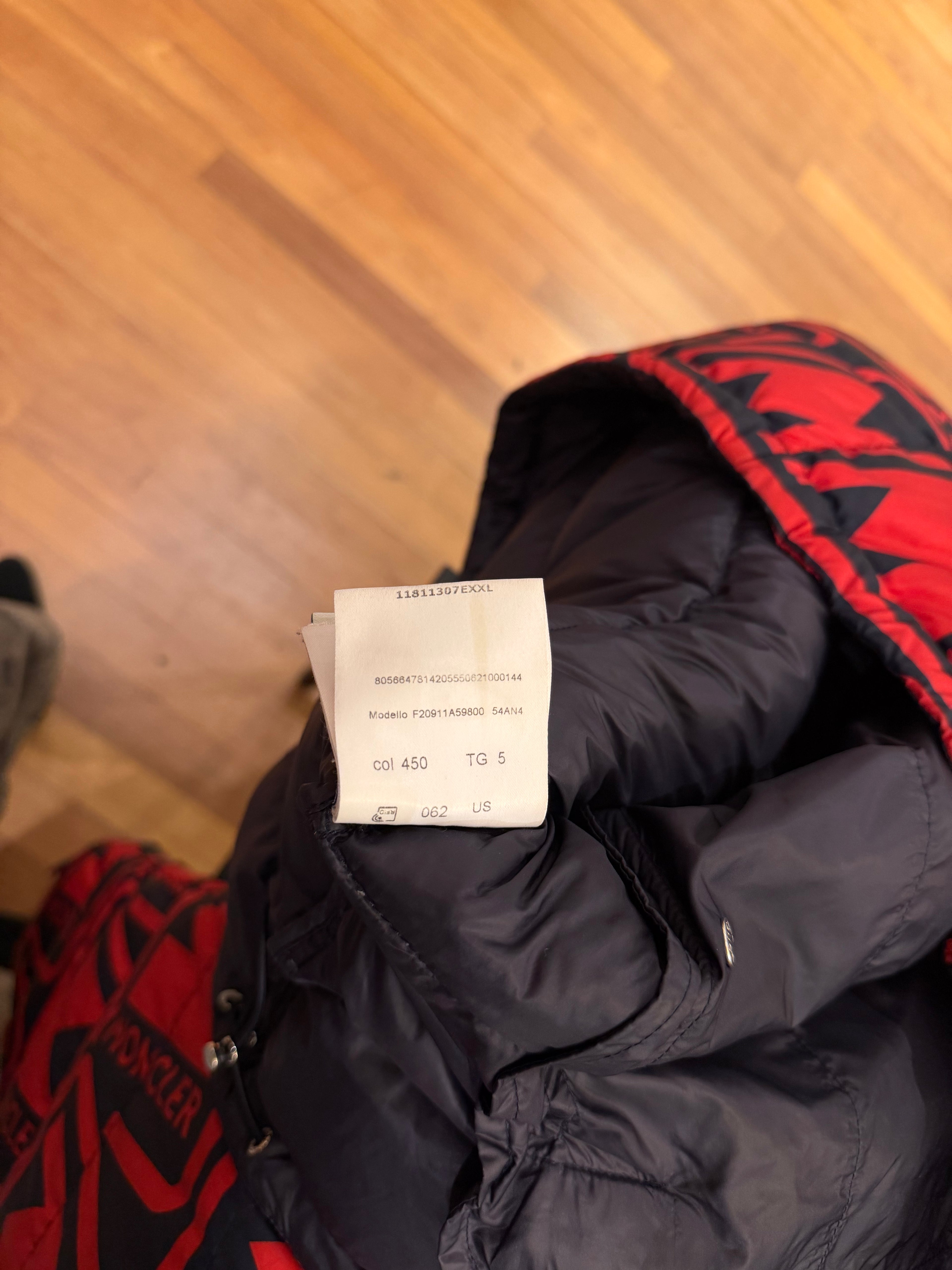Moncler Frioland Giubbotto Hooded Monogram Jacket -
Red & Black