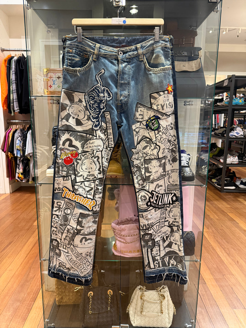 Evisu Patchwork Denim Jeans
- Blue
