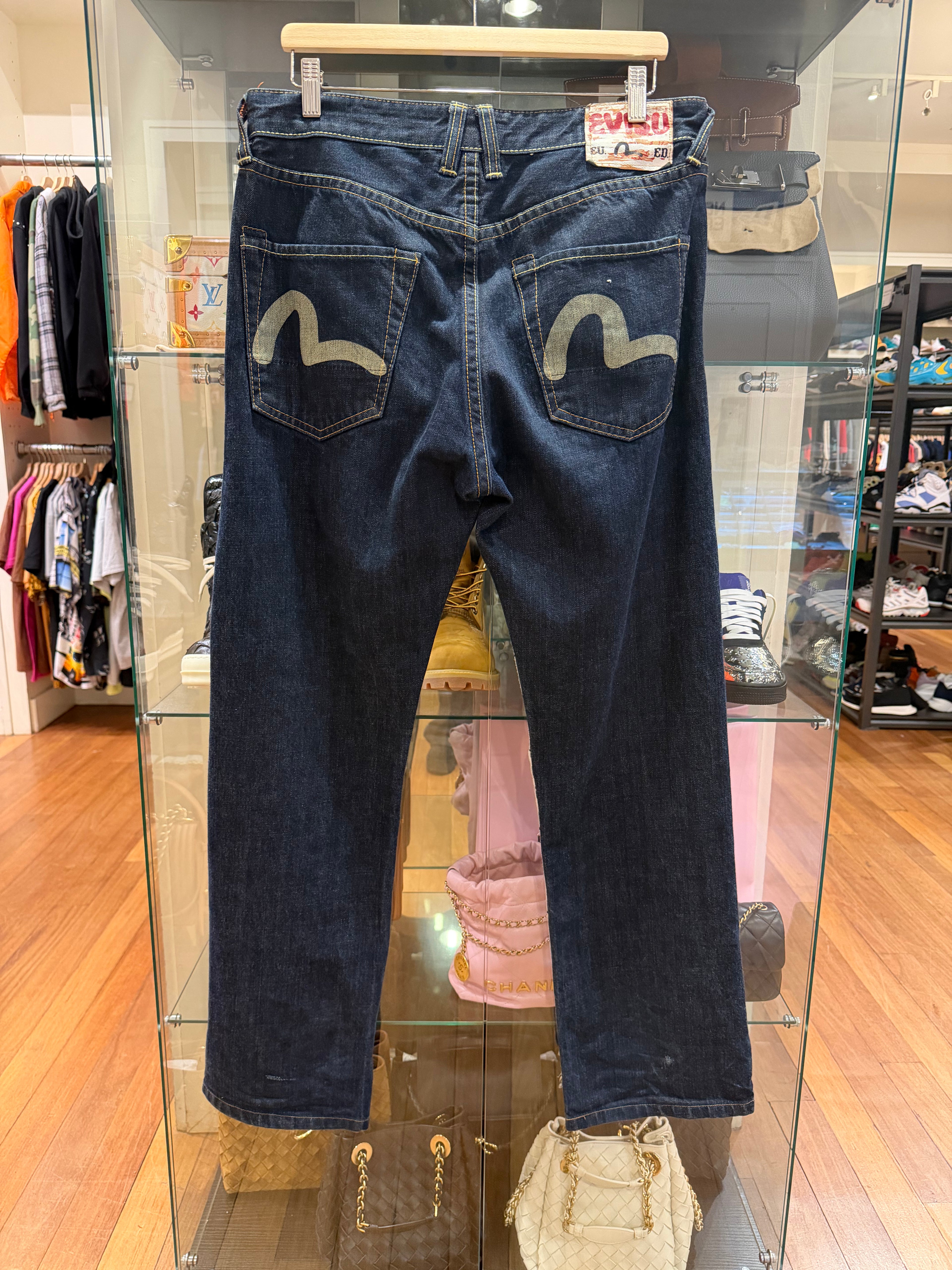 Evisu Patchwork Denim Jeans
- Blue
