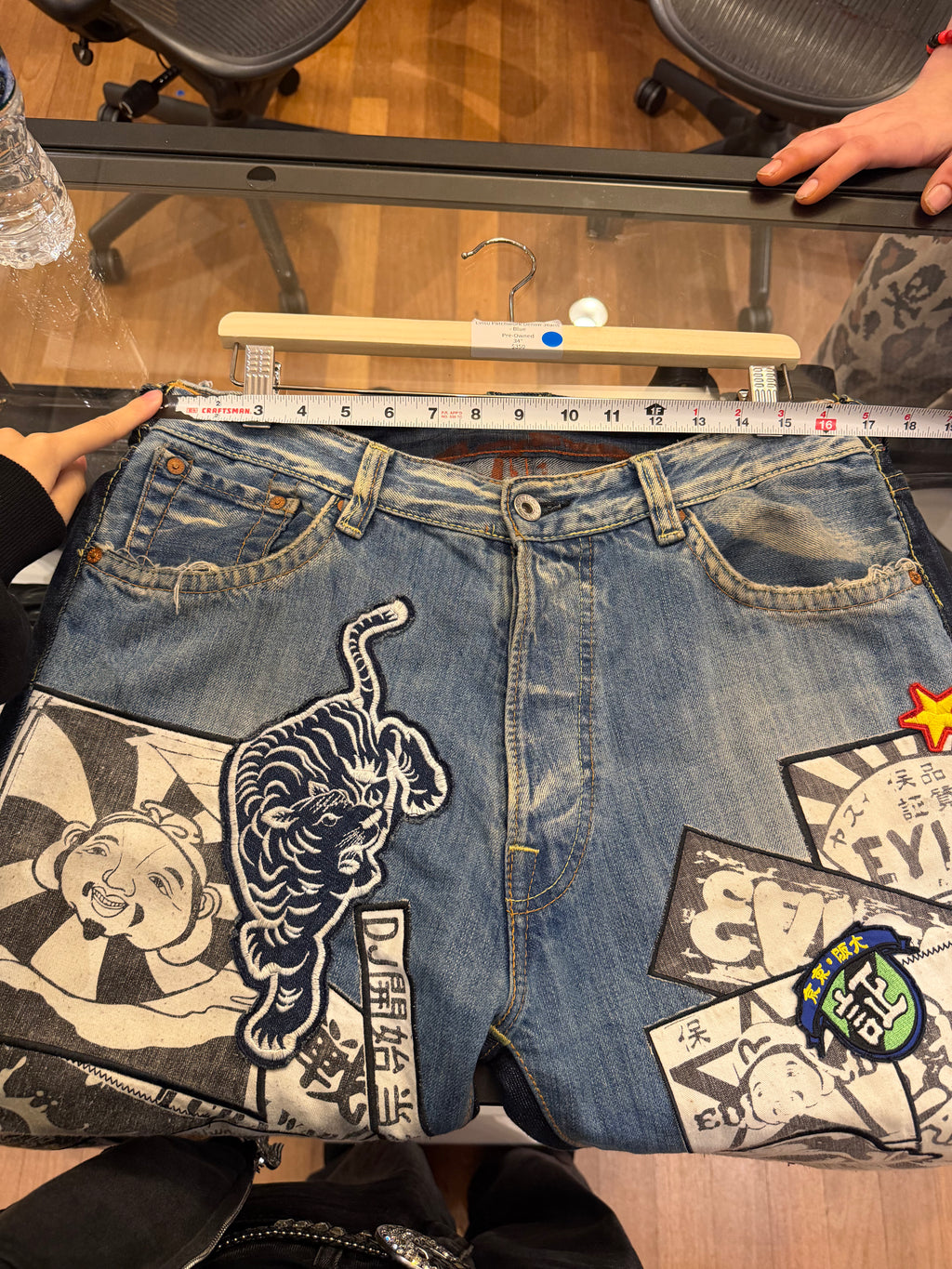 Evisu Patchwork Denim Jeans
- Blue