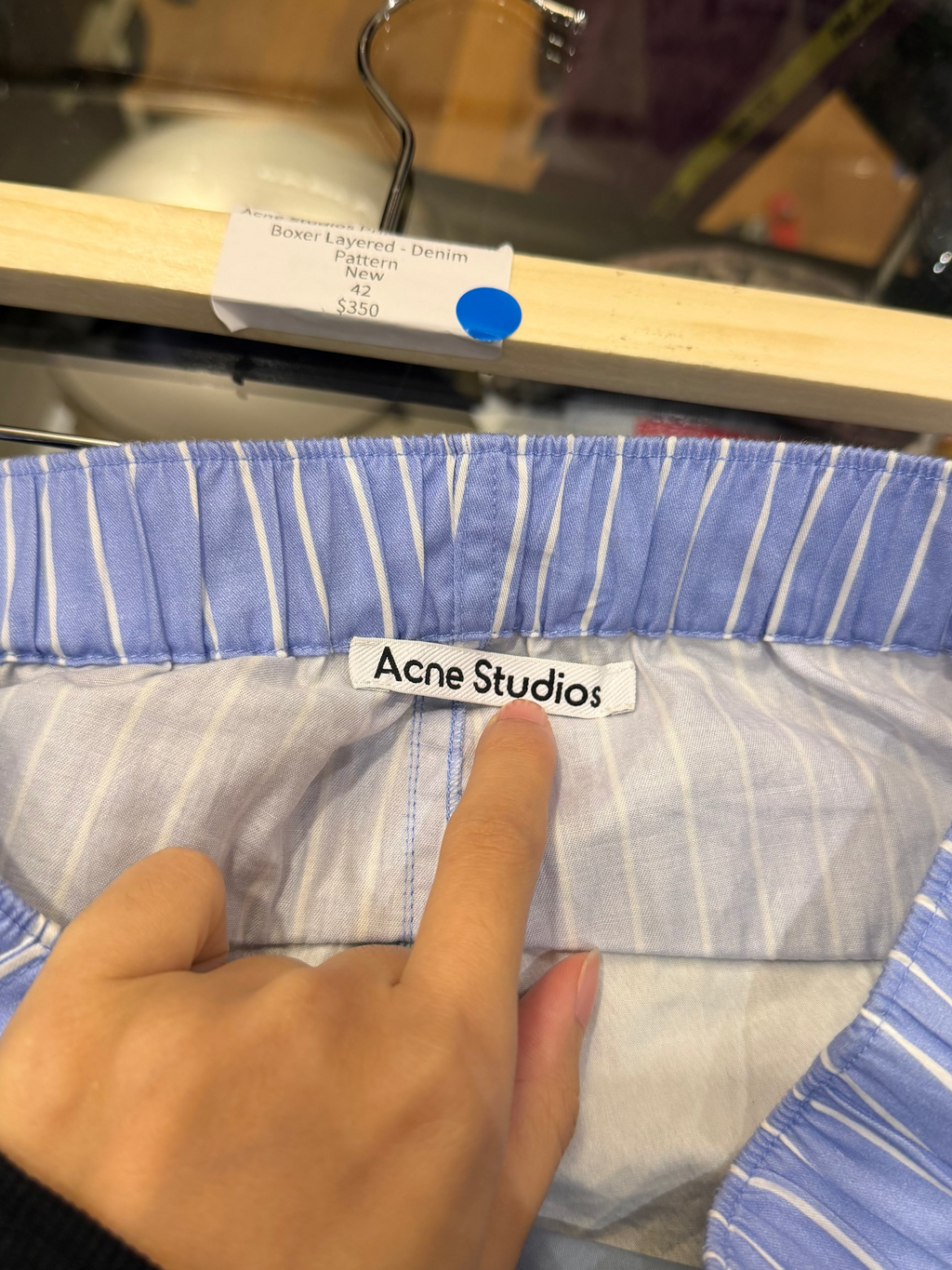 Acne Studios Pinstripe Boxer Layered Denim Pattern