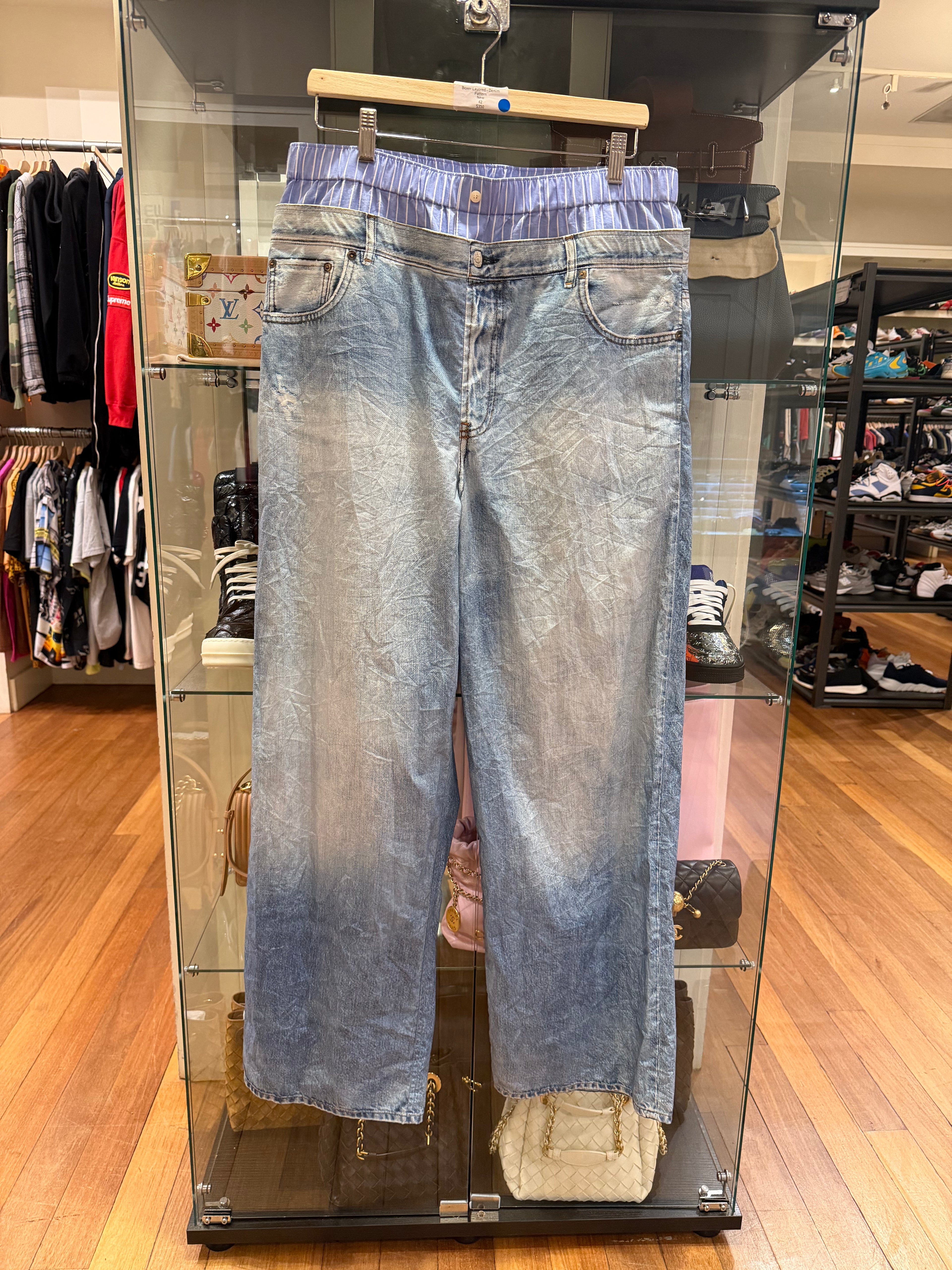 Acne Studios Pinstripe Boxer Layered Denim Pattern