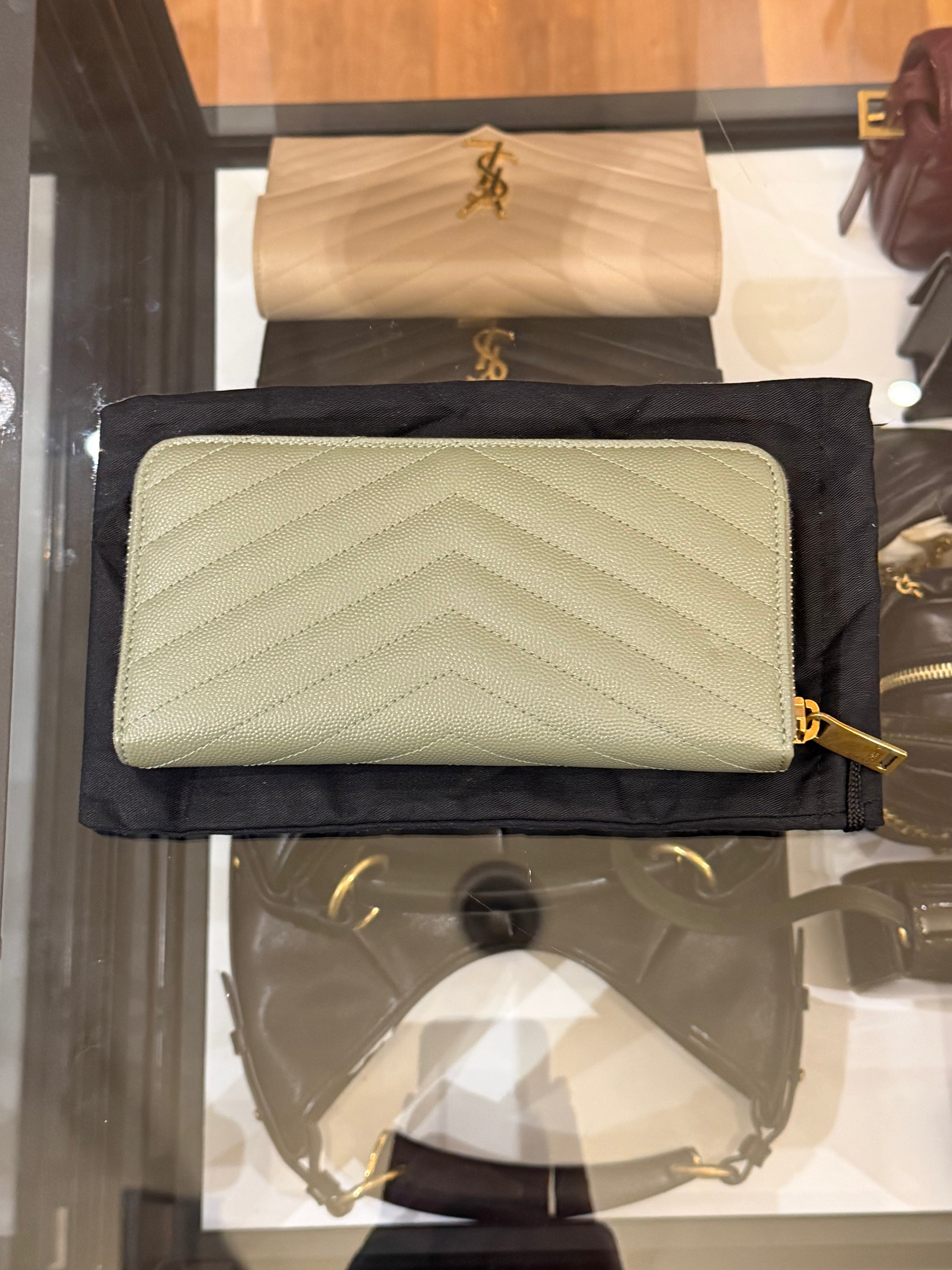 Saint Laurent Cassandre Zip Around Wallet - Green