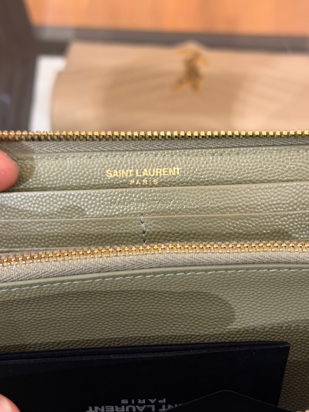 Saint Laurent Cassandre Zip Around Wallet - Green
