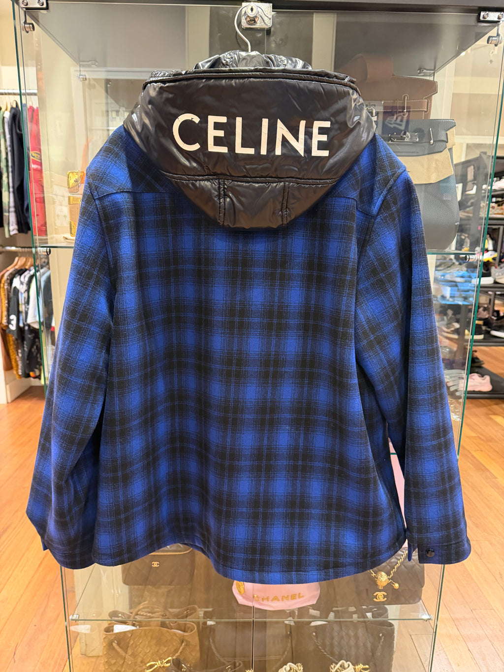 Celine Wool Checkered Insulated Button Up