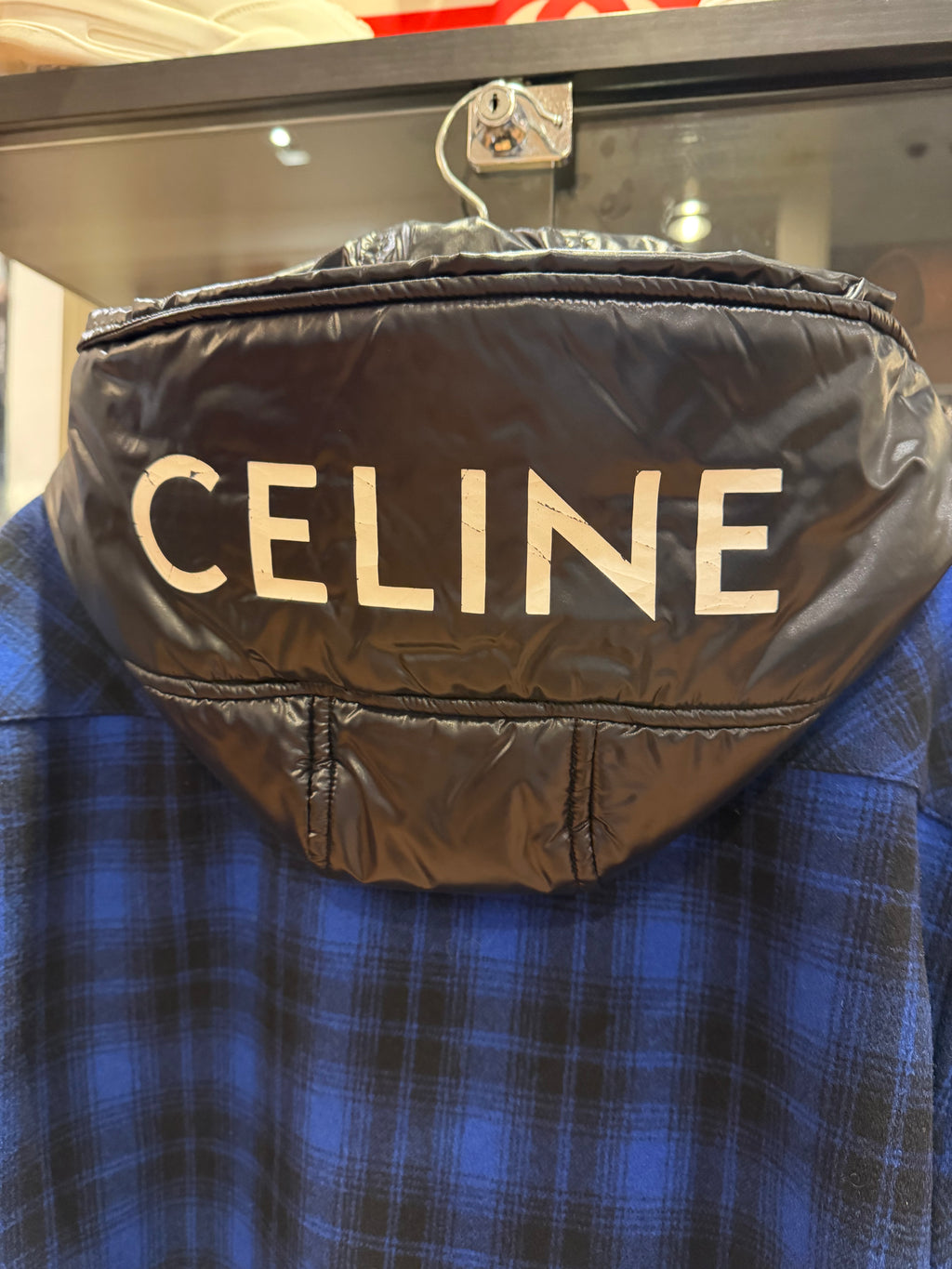 Celine Wool Checkered Insulated Button Up