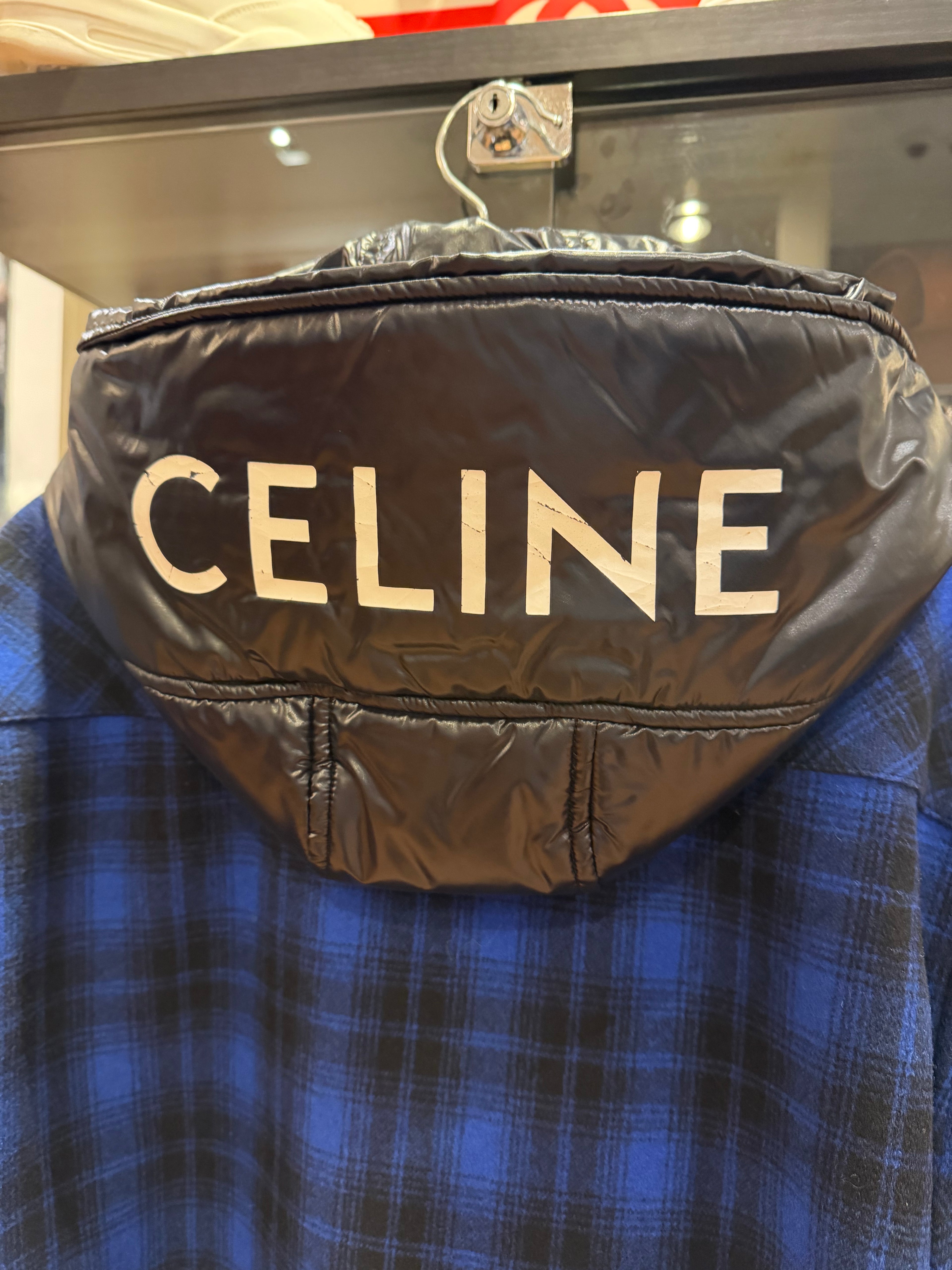 Celine Wool Checkered Insulated Button Up