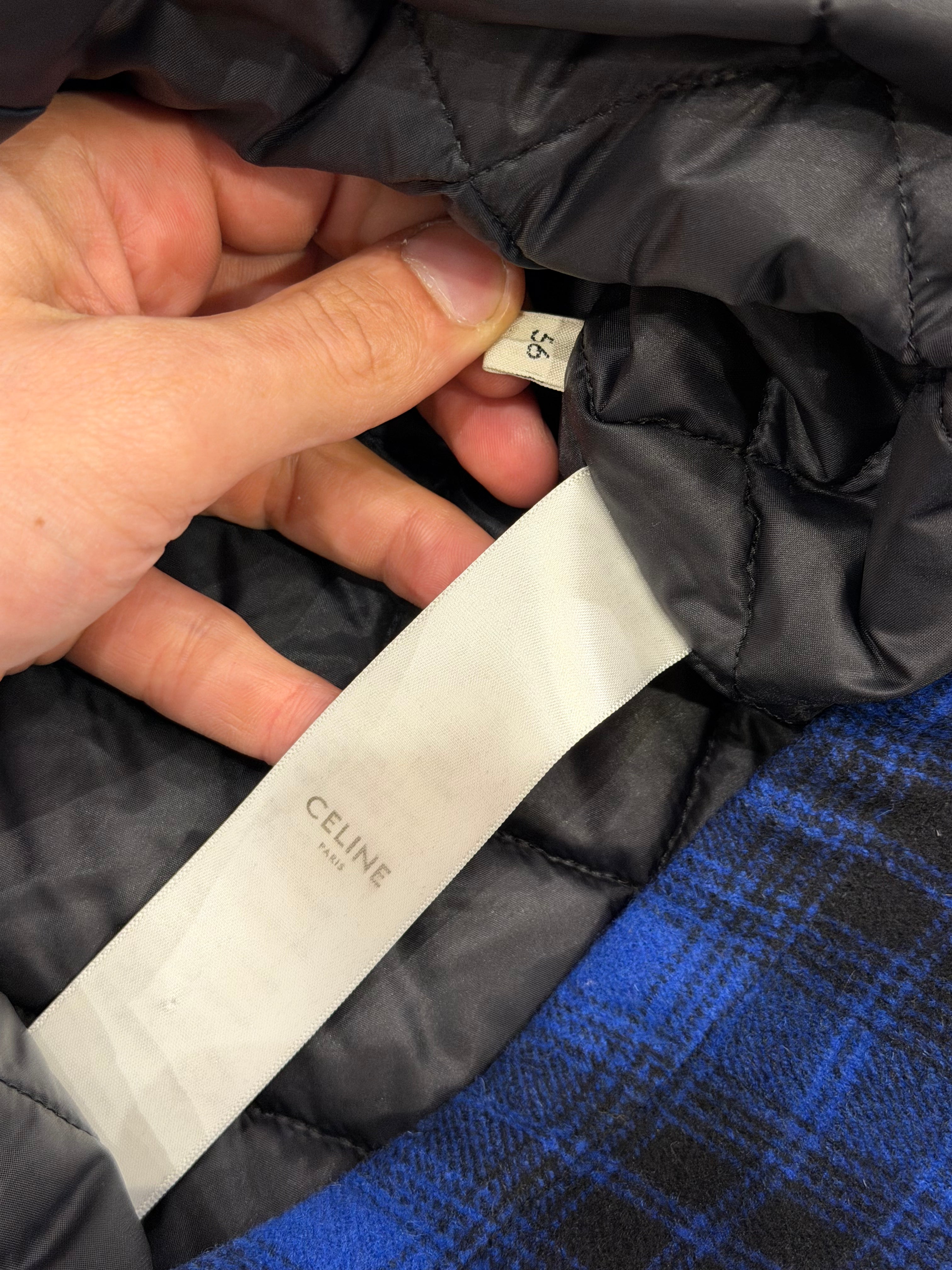 Celine Wool Checkered Insulated Button Up