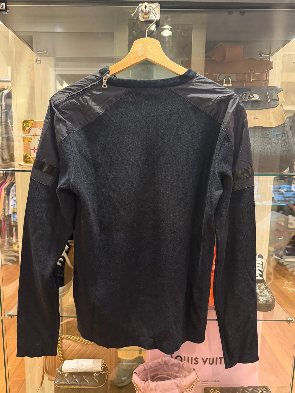 Prada Cotton Fleece ReNylon Sweater - Navy