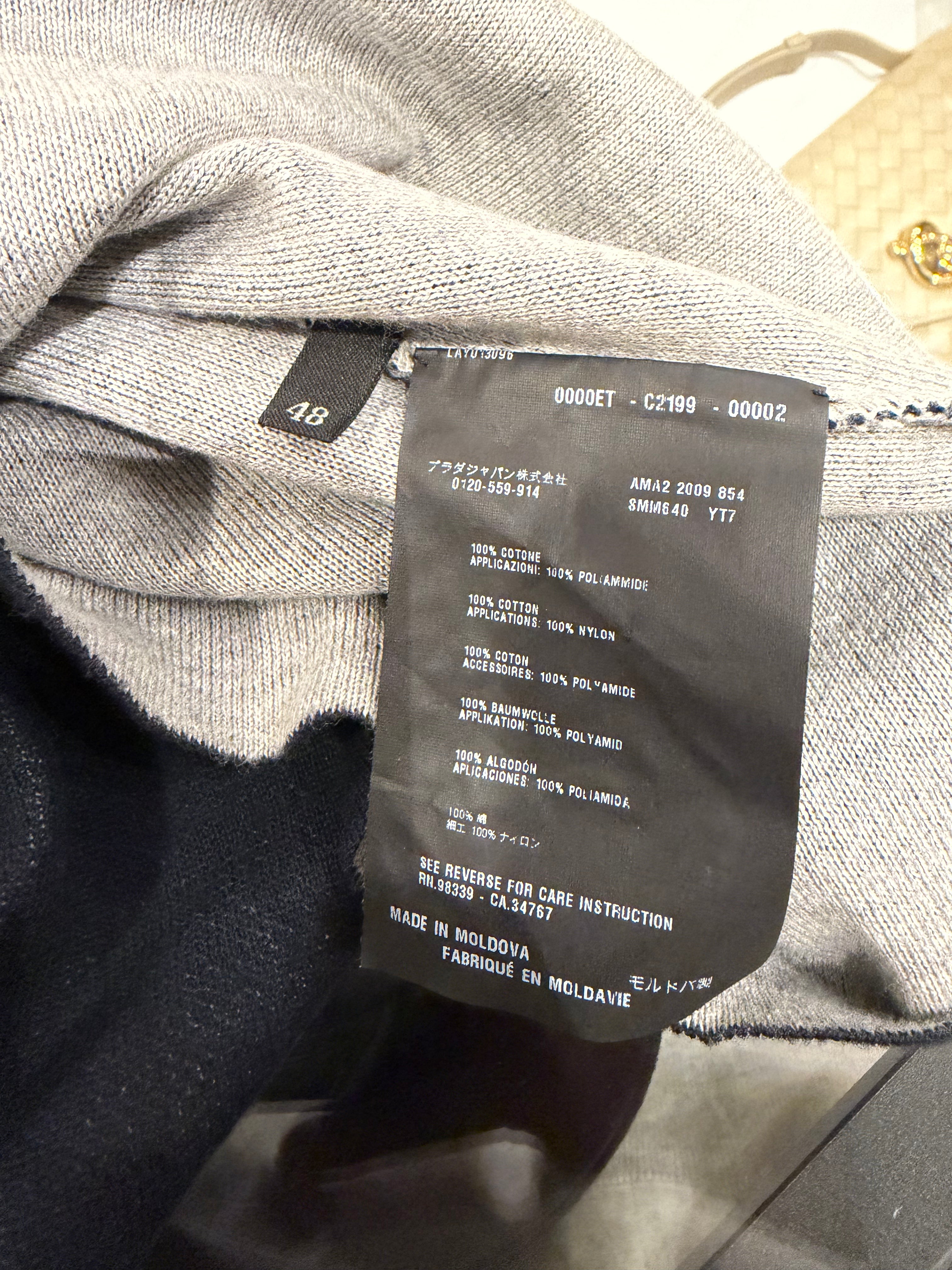 Prada Cotton Fleece ReNylon Sweater - Navy
