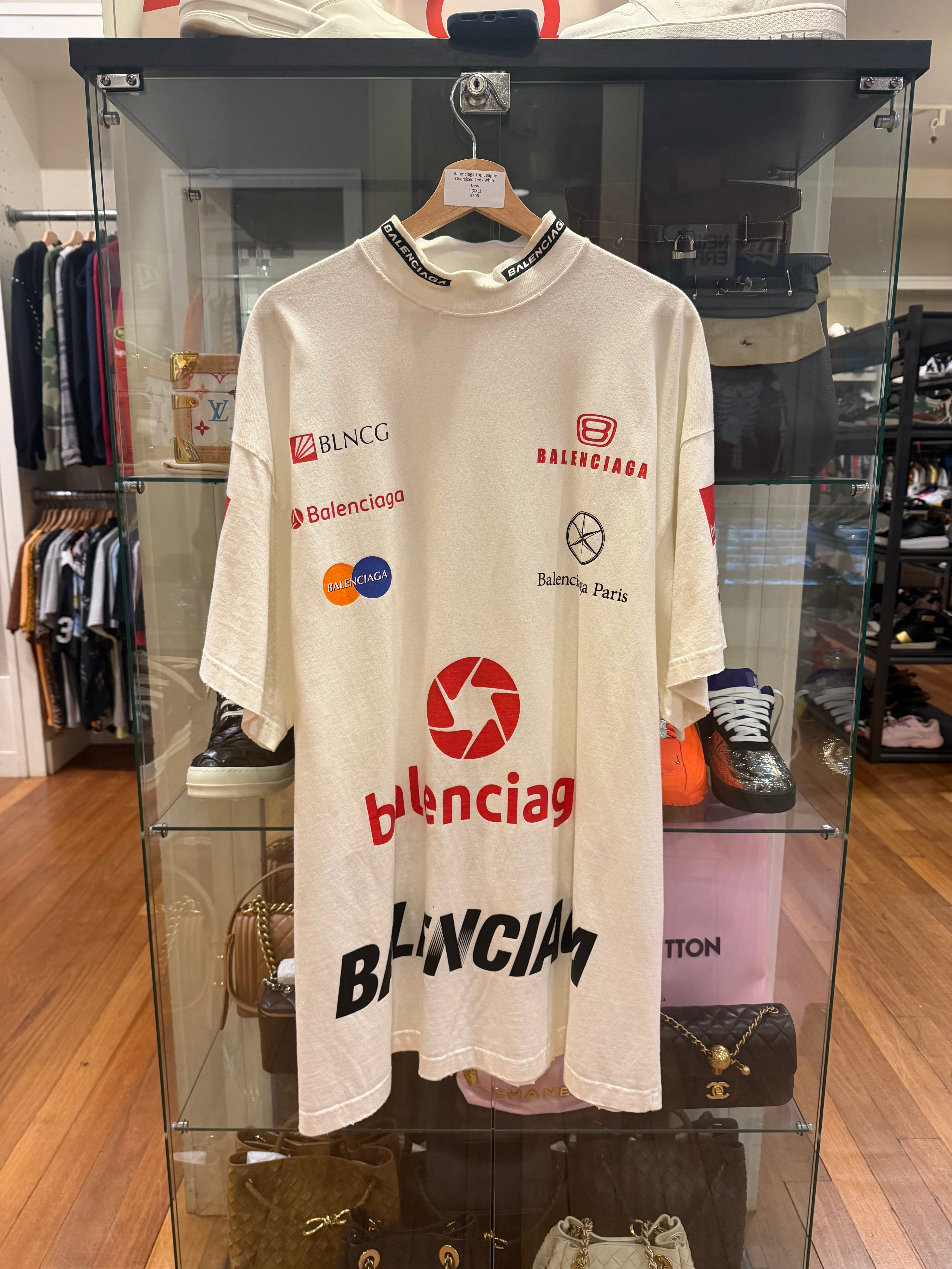 Balenciaga Top League Oversized Tee - White