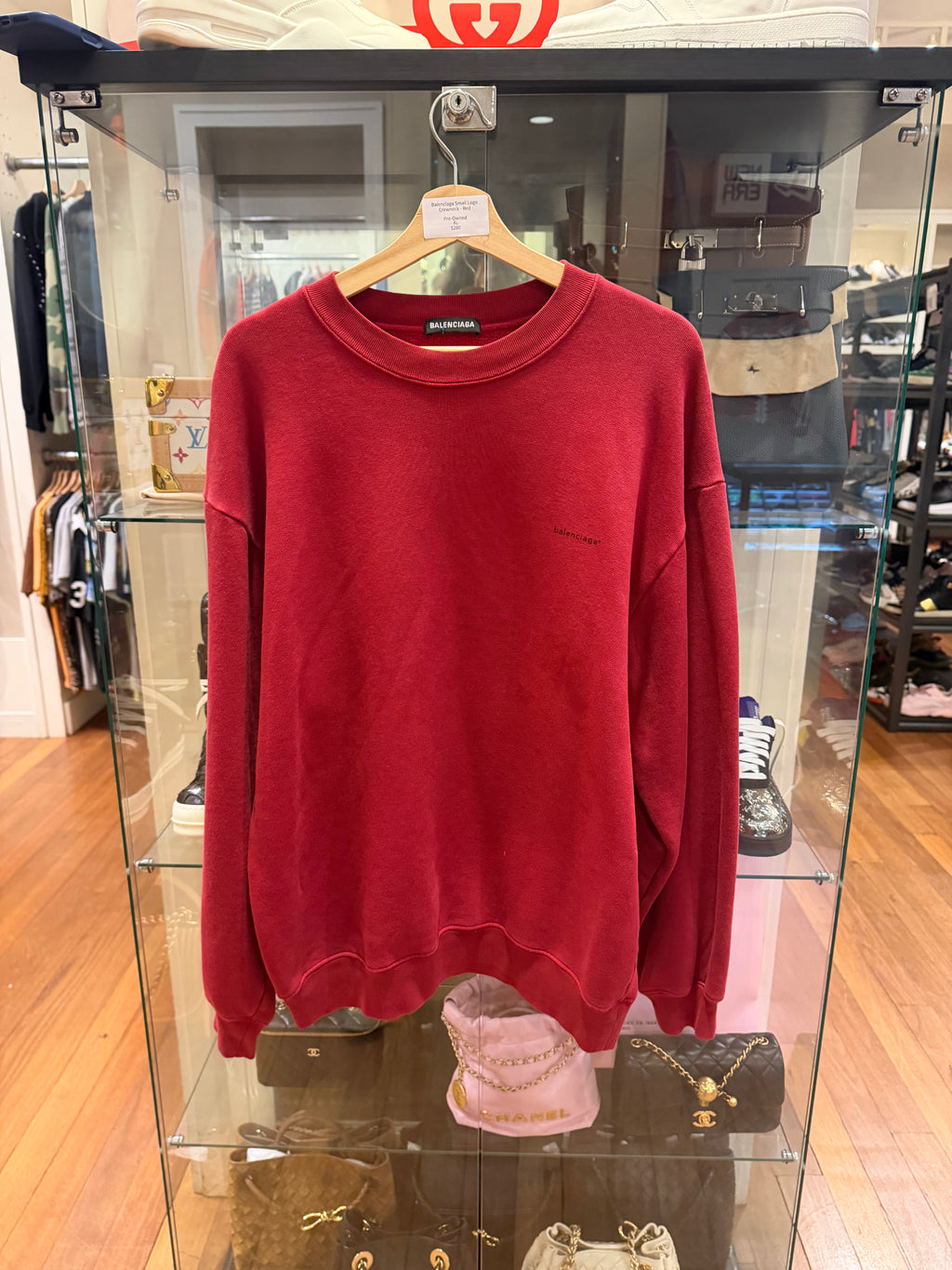 Balenciaga Small Logo Crewneck - Red