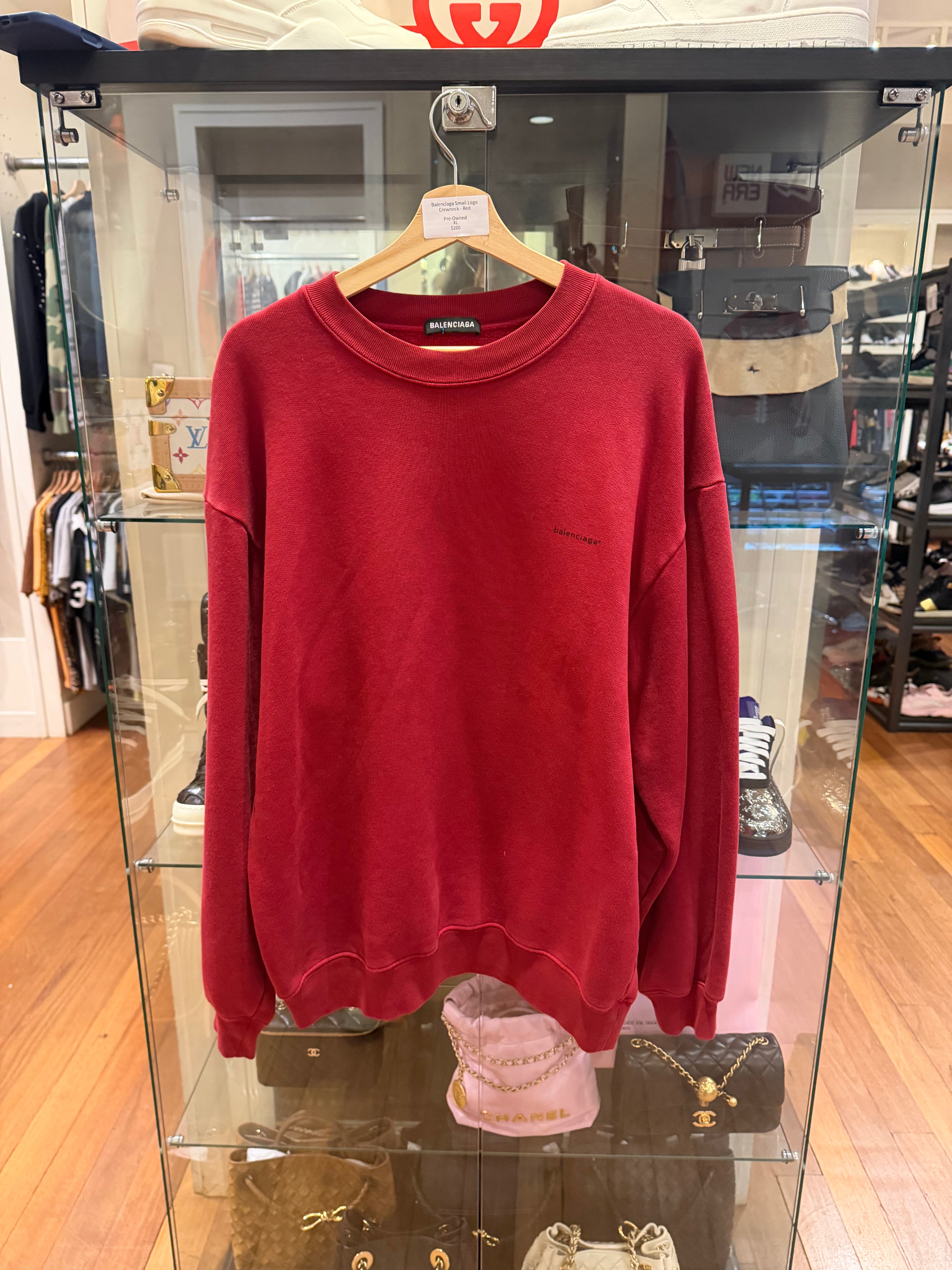 Balenciaga Small Logo Crewneck - Red