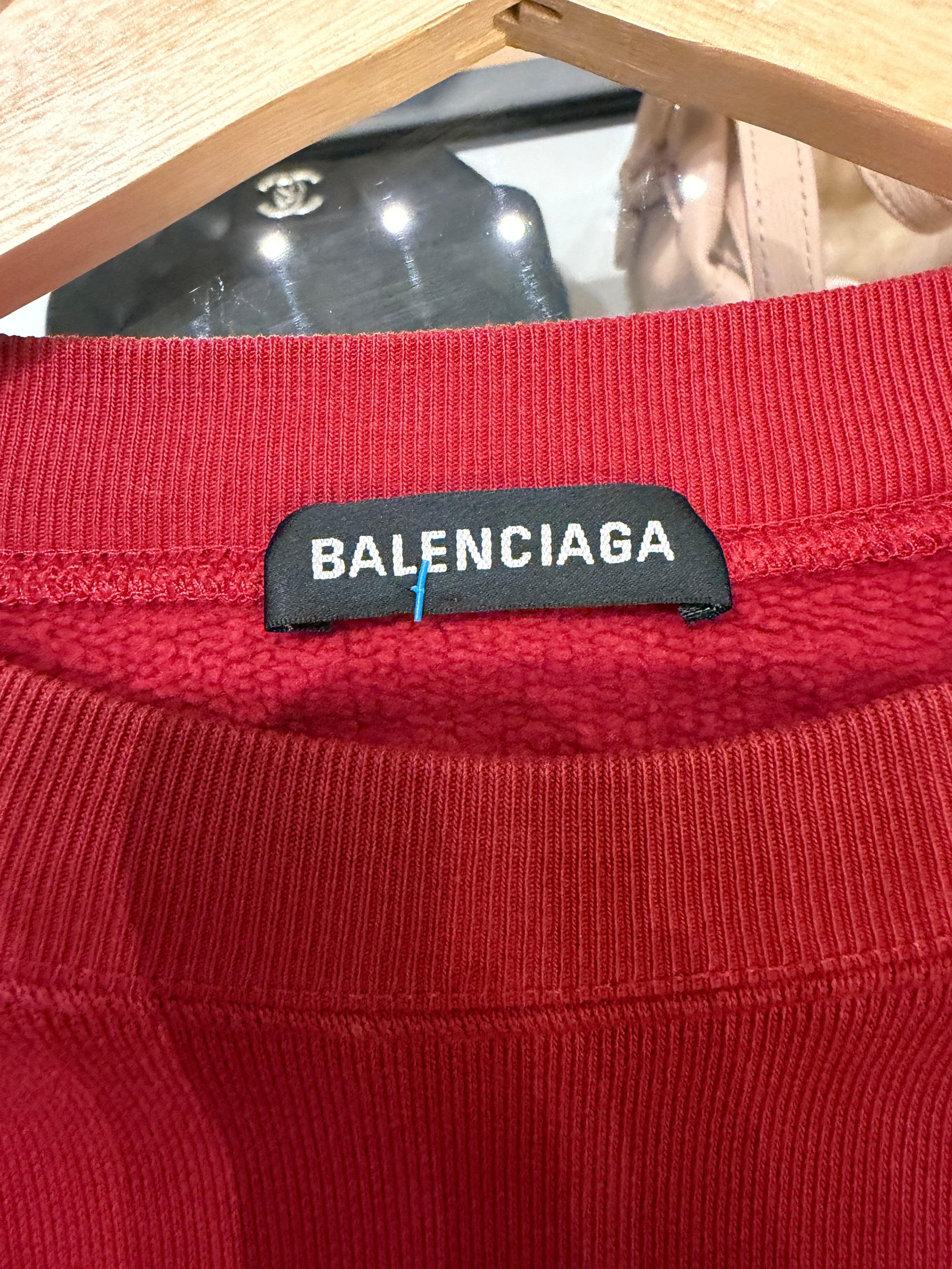 Balenciaga Small Logo Crewneck - Red