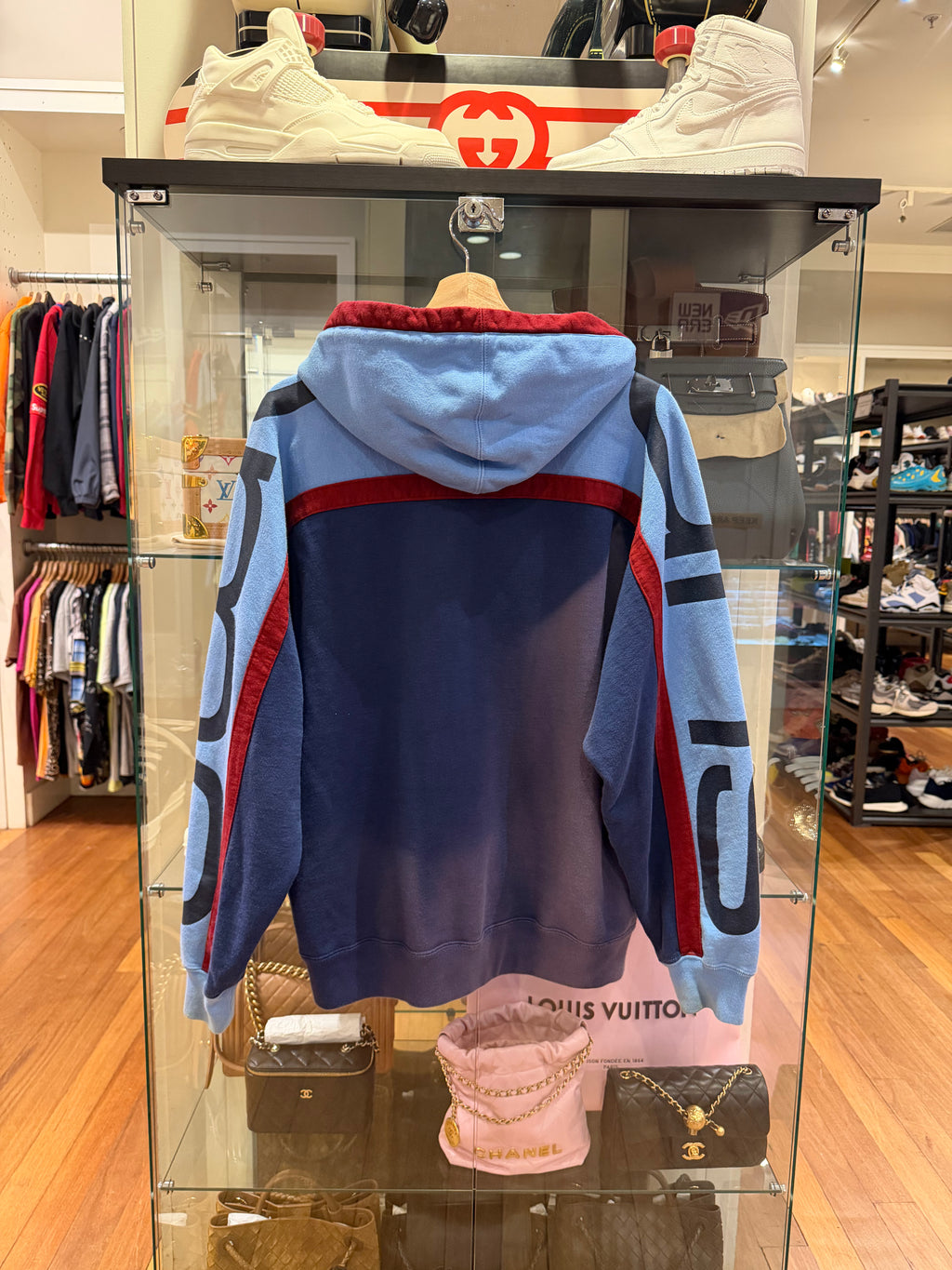 Supreme Big Logo Paneled
Zip Up Hoodie - Blue