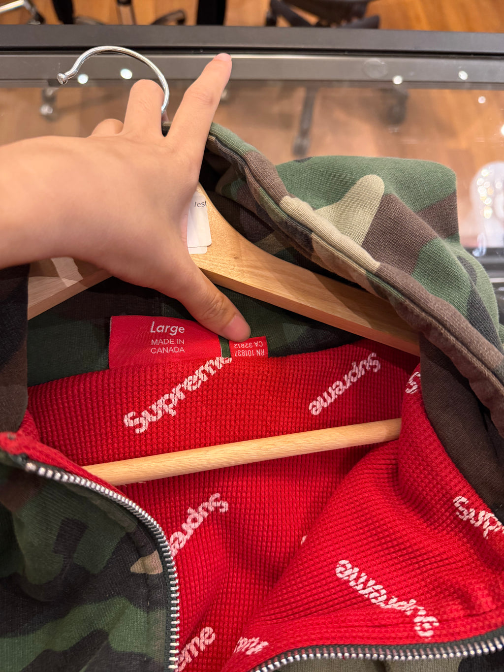 Supreme Small Box Logo Thermal Lined Zip Up- Camo