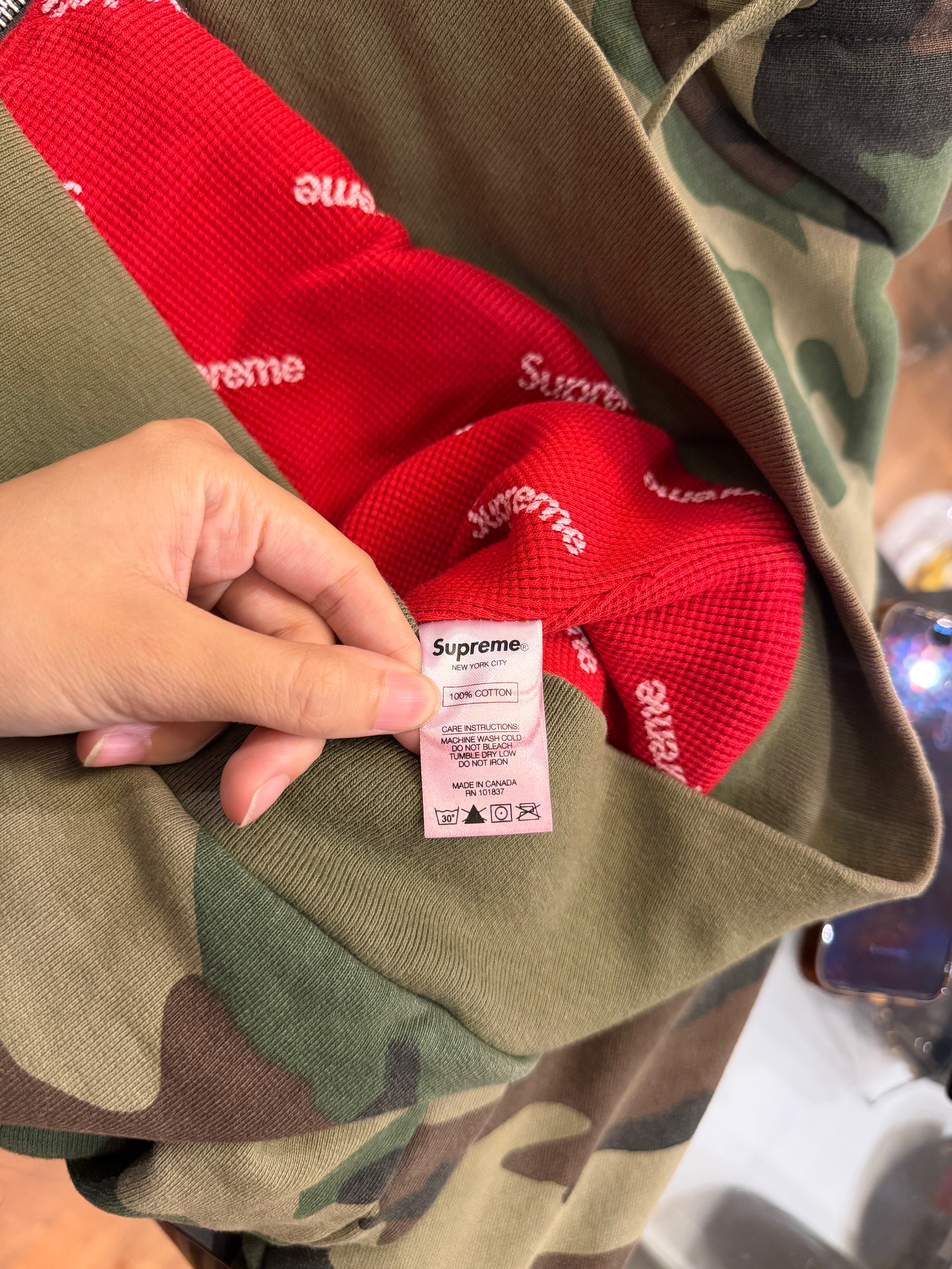 Supreme Small Box Logo Thermal Lined Zip Up- Camo