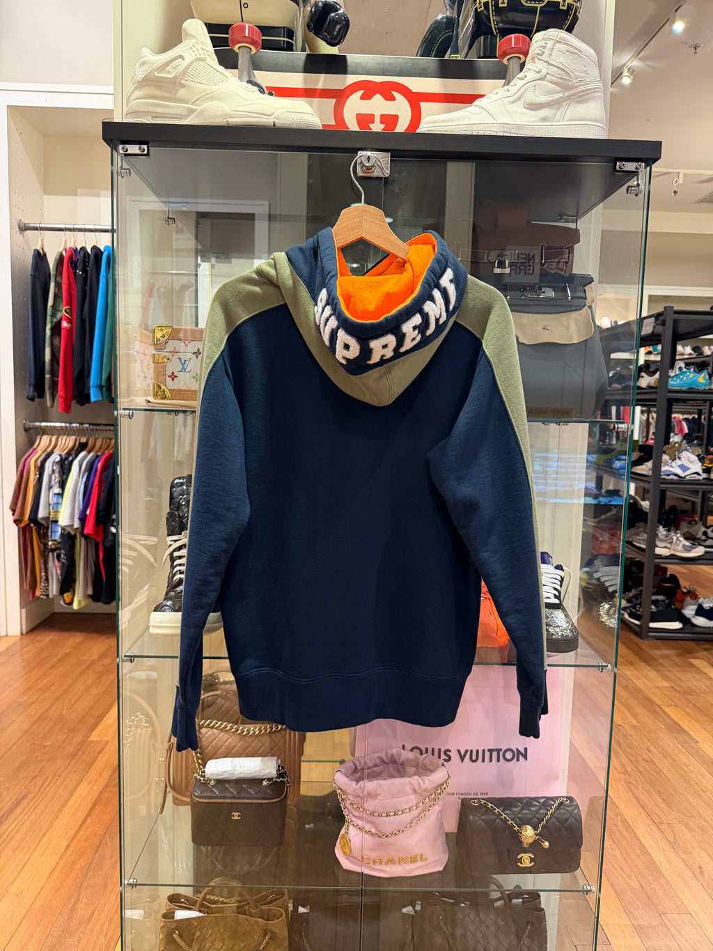 Supreme Paneled Hoodie -
Blue Olive
