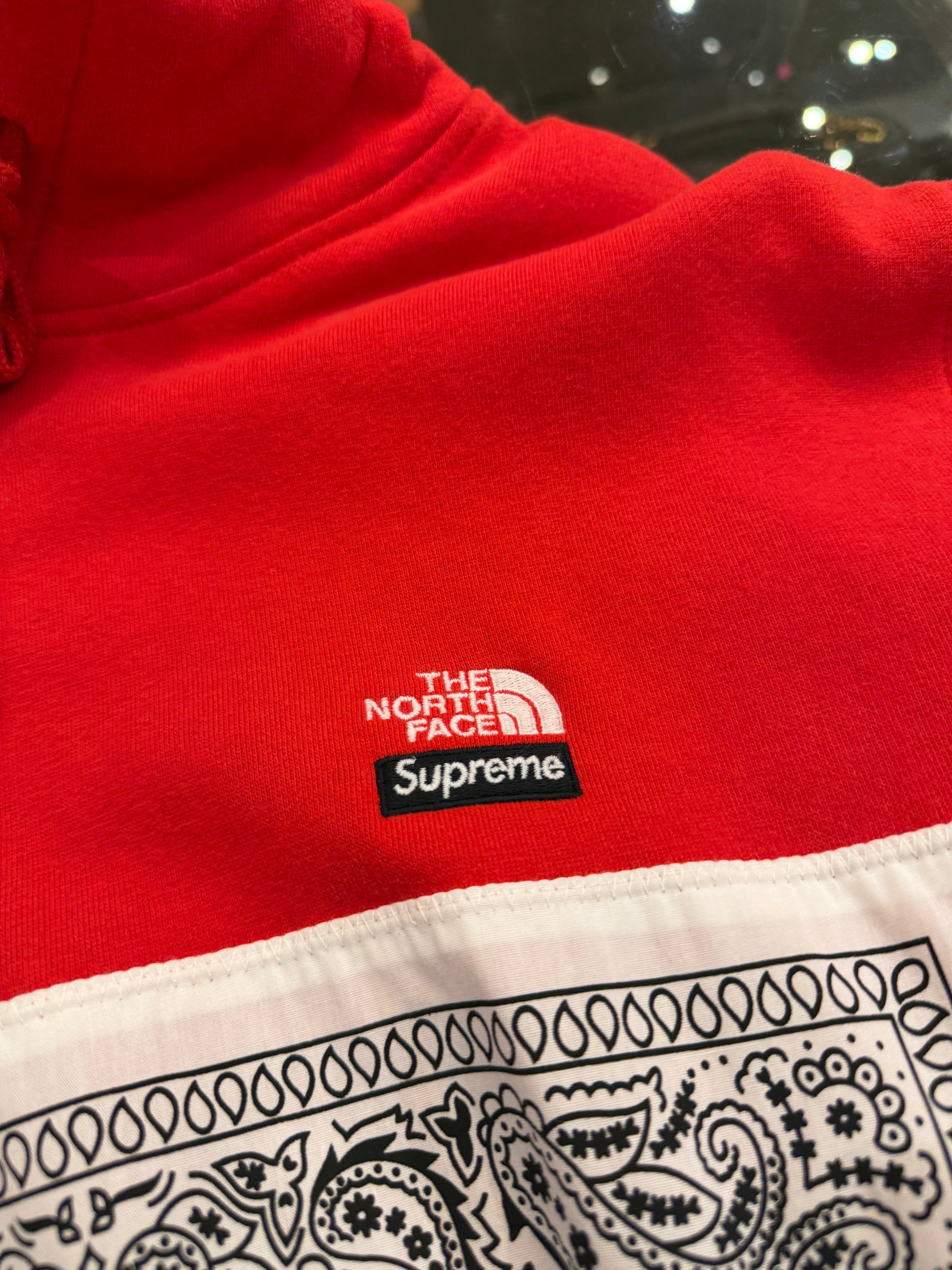 Supreme x North Face Bandana Print Hoodie -Red/Paisley
