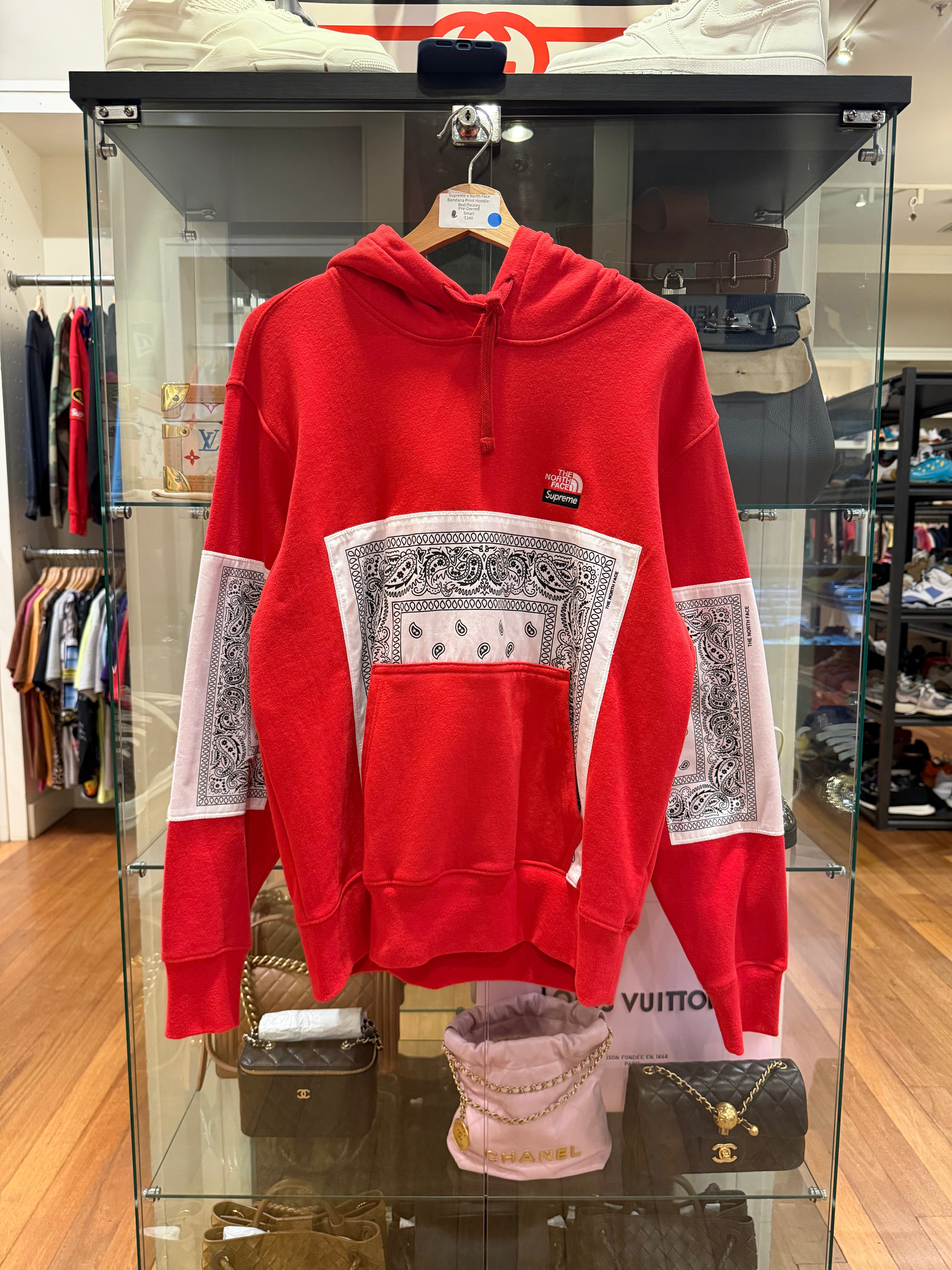 Supreme x North Face Bandana Print Hoodie -Red/Paisley