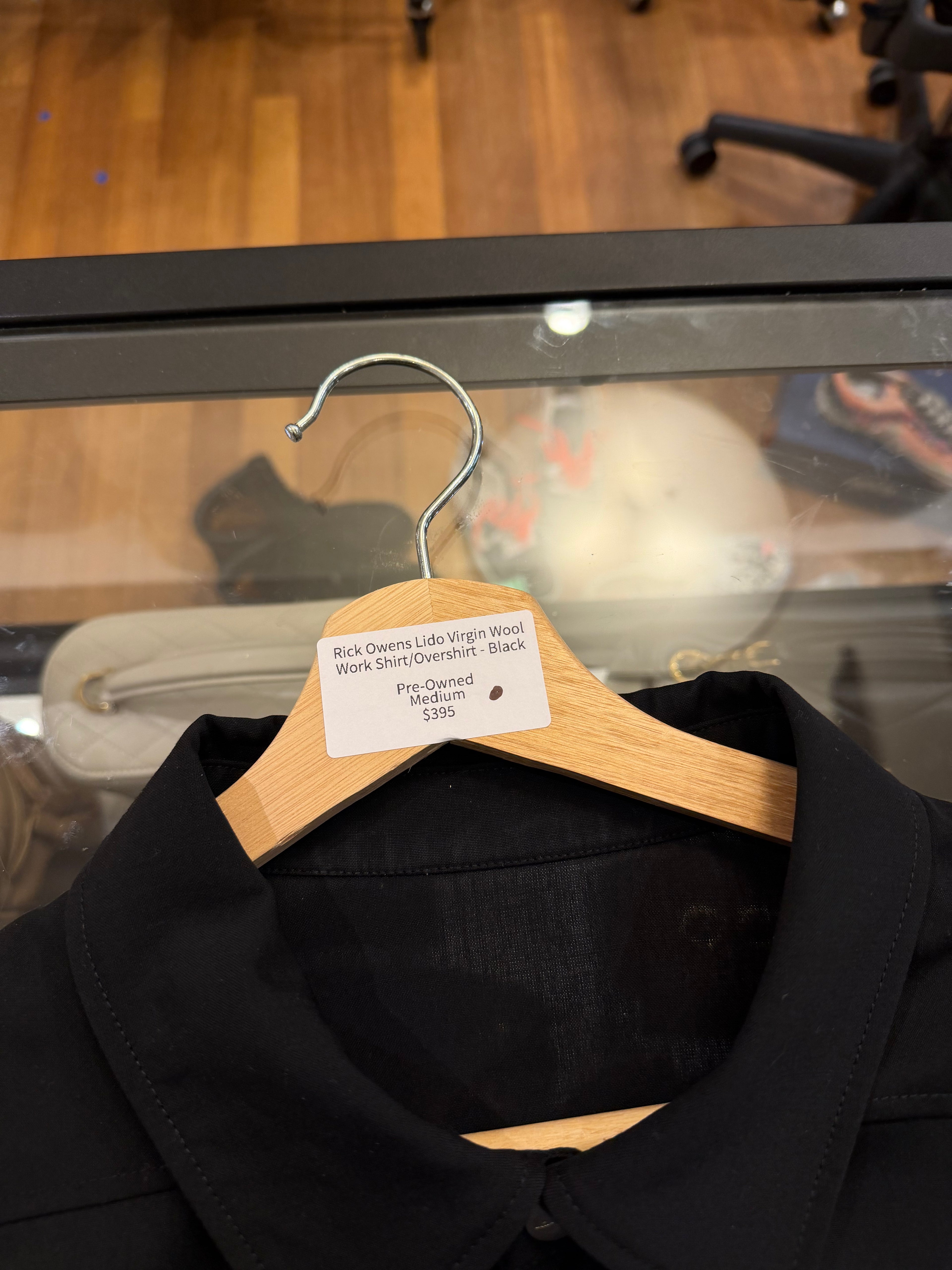 Rick Owens Lido Virgin Wool Work Shirt/Overshirt - Black